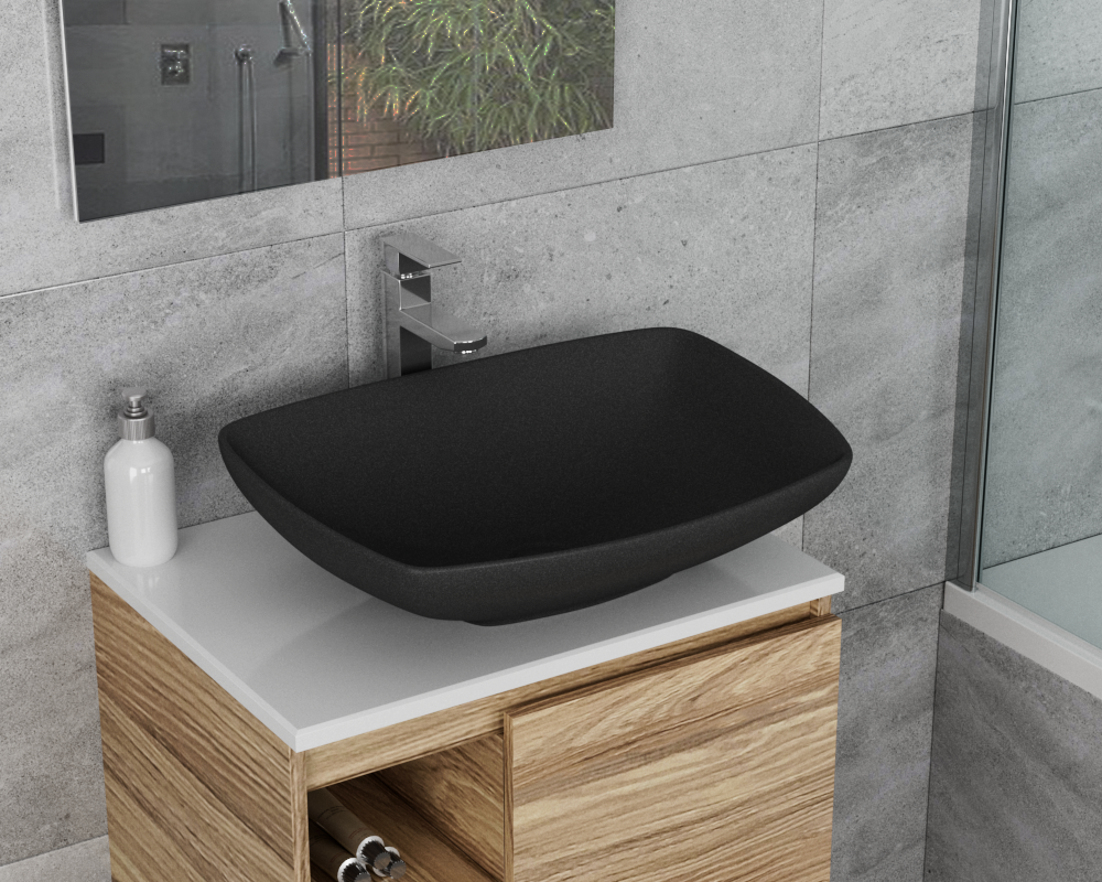 Изображение товара Раковина Bauedge Spectrum 55.9см антрацит накладная кварцевая для ванной комнаты