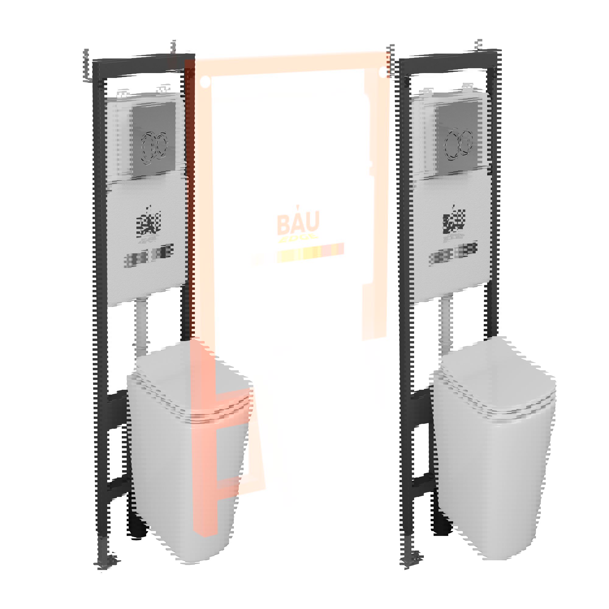 Изображение товара Комплект Bauedge 6 в 1 инсталляция и унитаз безободковый Bau Stil 51 белый