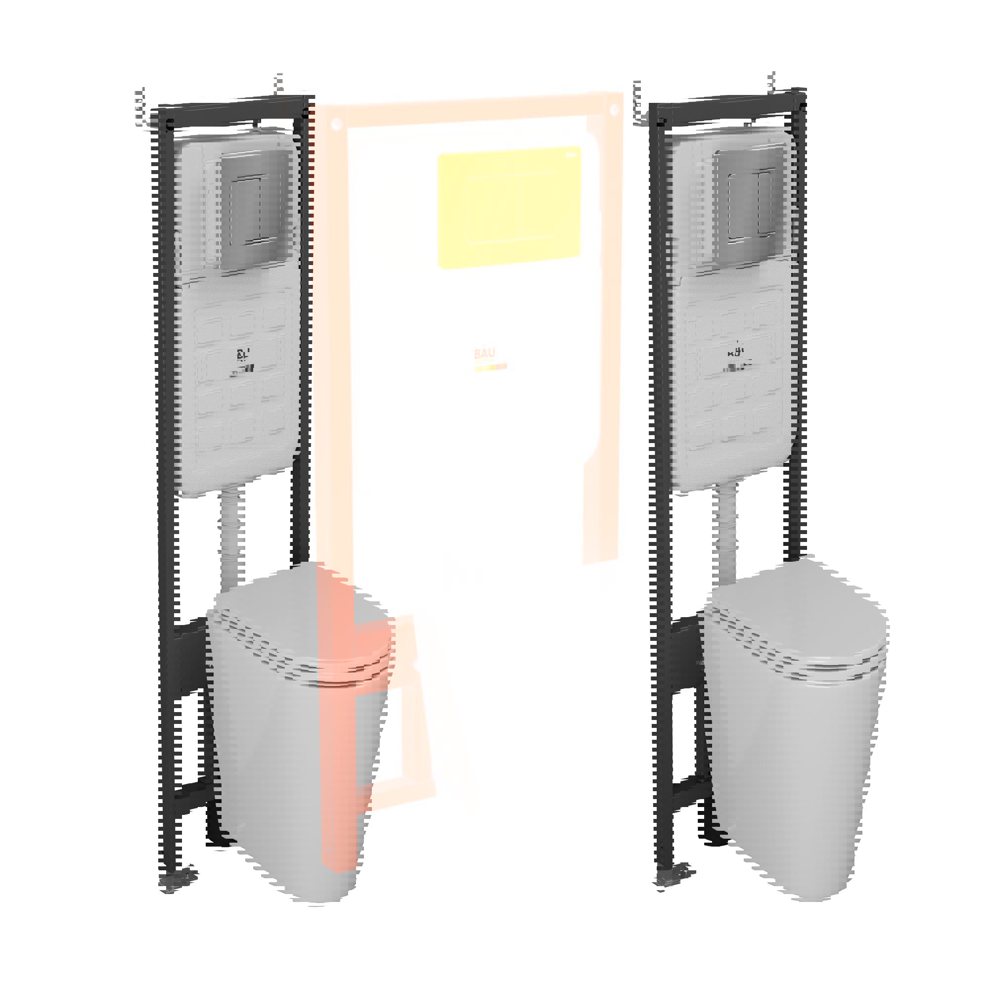 Изображение товара Комплект инсталляции Bauedge Bau Ideal с унитазом Hurricane 2 и кнопкой Light