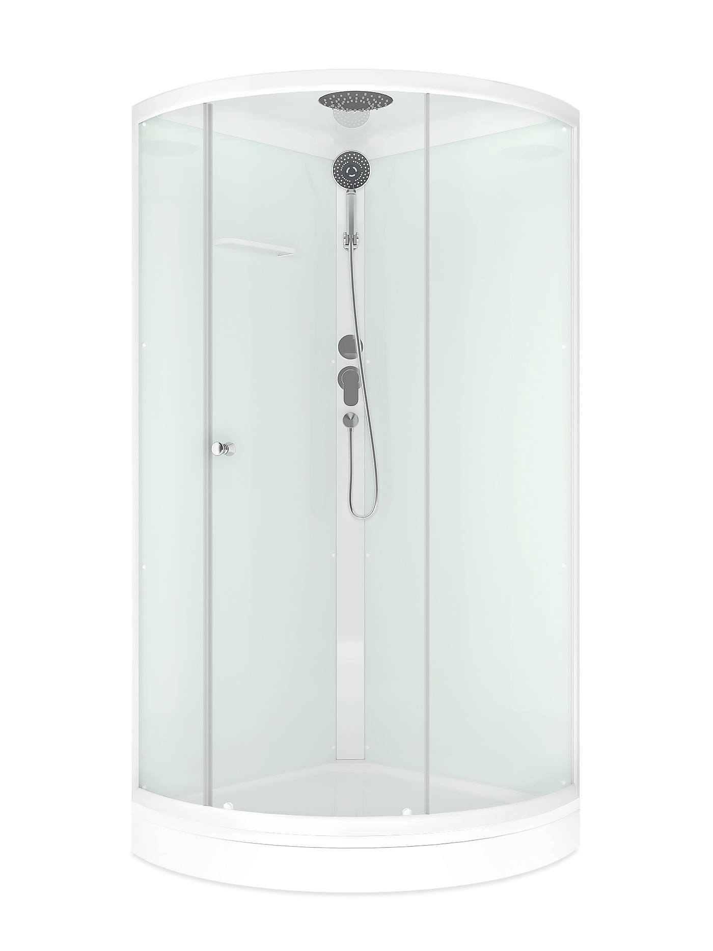 Изображение товара Душевая кабина Domani-Spa Simple 99 90x90x218 низкий поддон белые стенки, прозрачное стекло