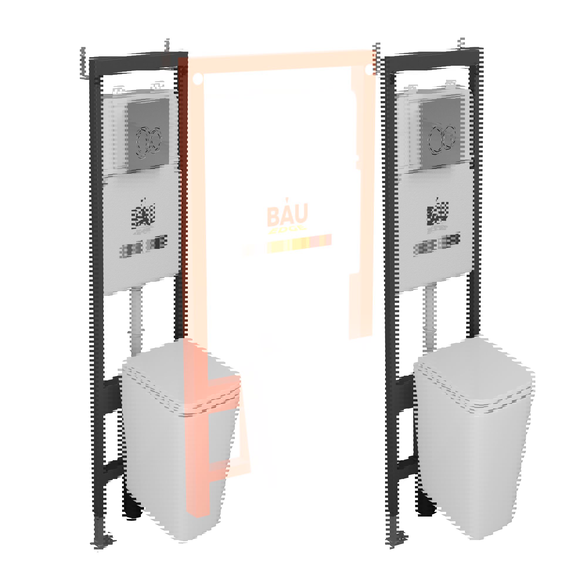 Изображение товара Комплект Bauedge 6 в 1 инсталляция и безободковый унитаз с сиденьем микролифт