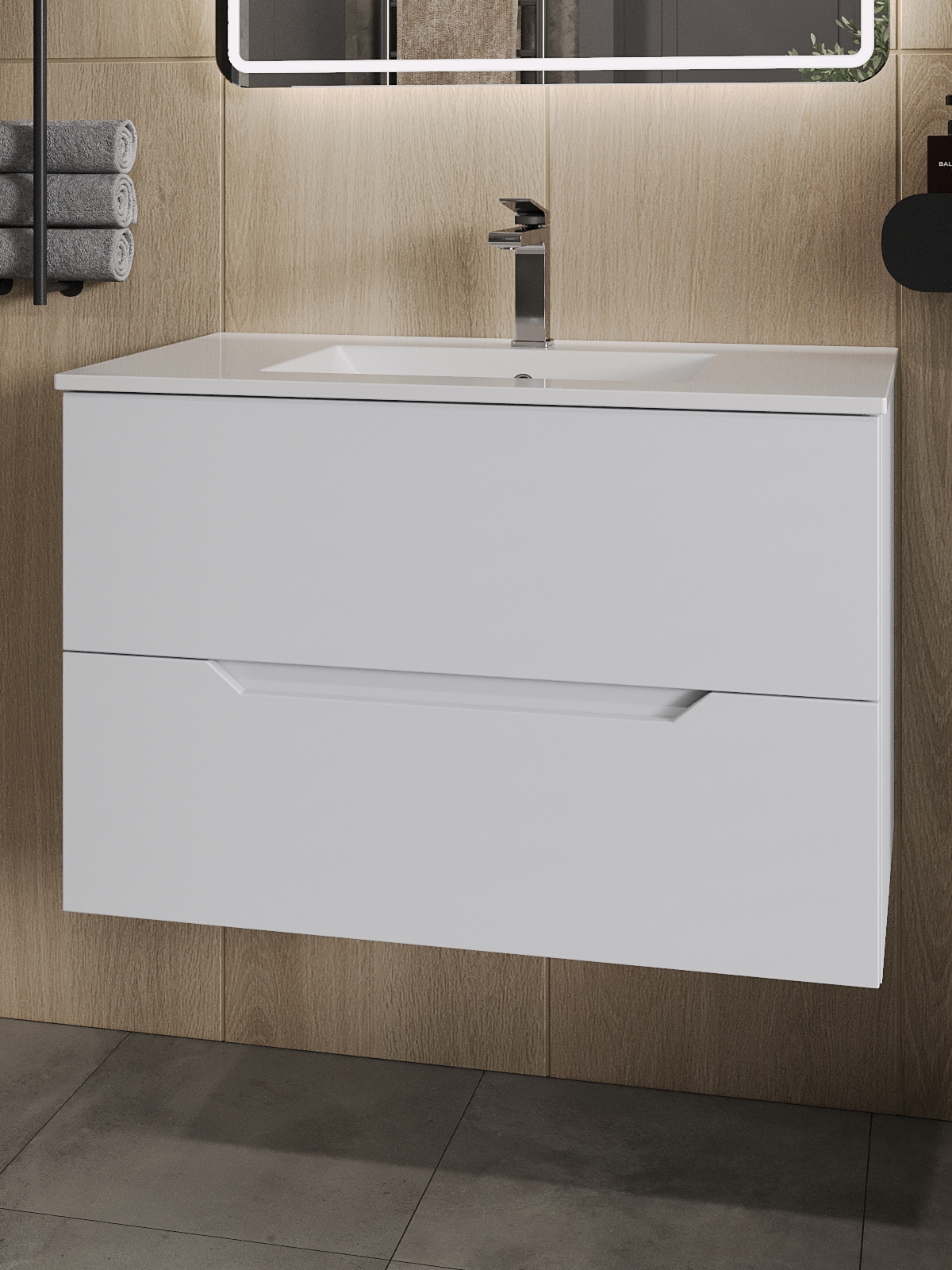 Изображение товара Тумба с раковиной Topline Li FLIPTU80W-3800W подвесная в белом матовом цвете