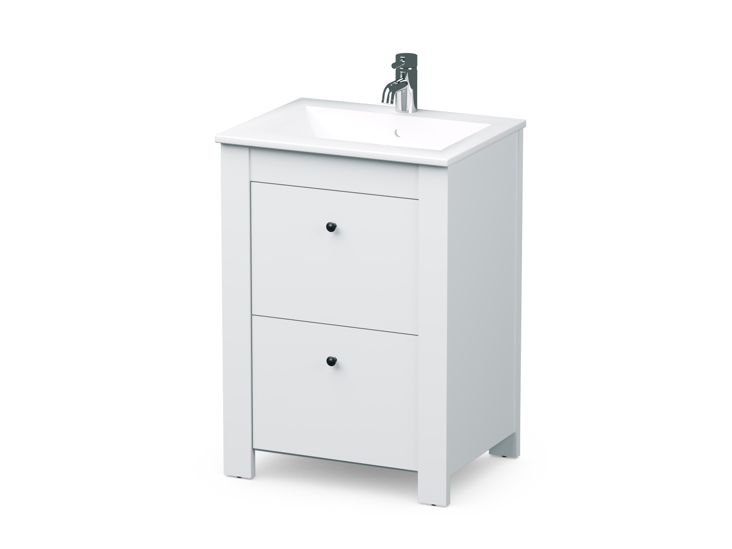 Изображение товара Тумба с раковиной Lazurit Афродита км0373; км0394, напольная 61 см, цвет Белый