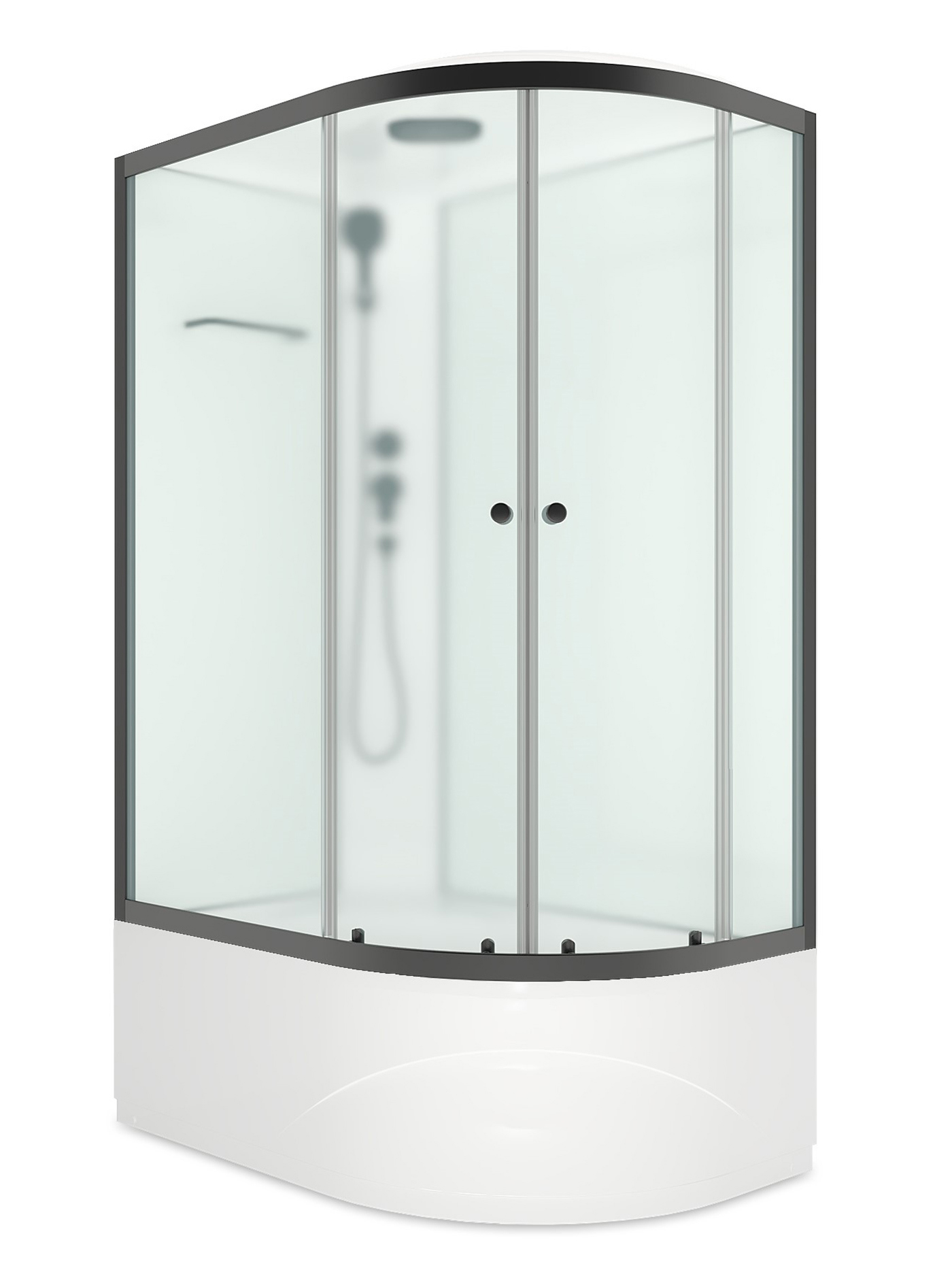 Изображение товара Душевая кабина Domani-Spa Delight Slim 128 high L 120x80x218см высокий поддон белые стенки, матовое стекло, графит профиль, Black accents