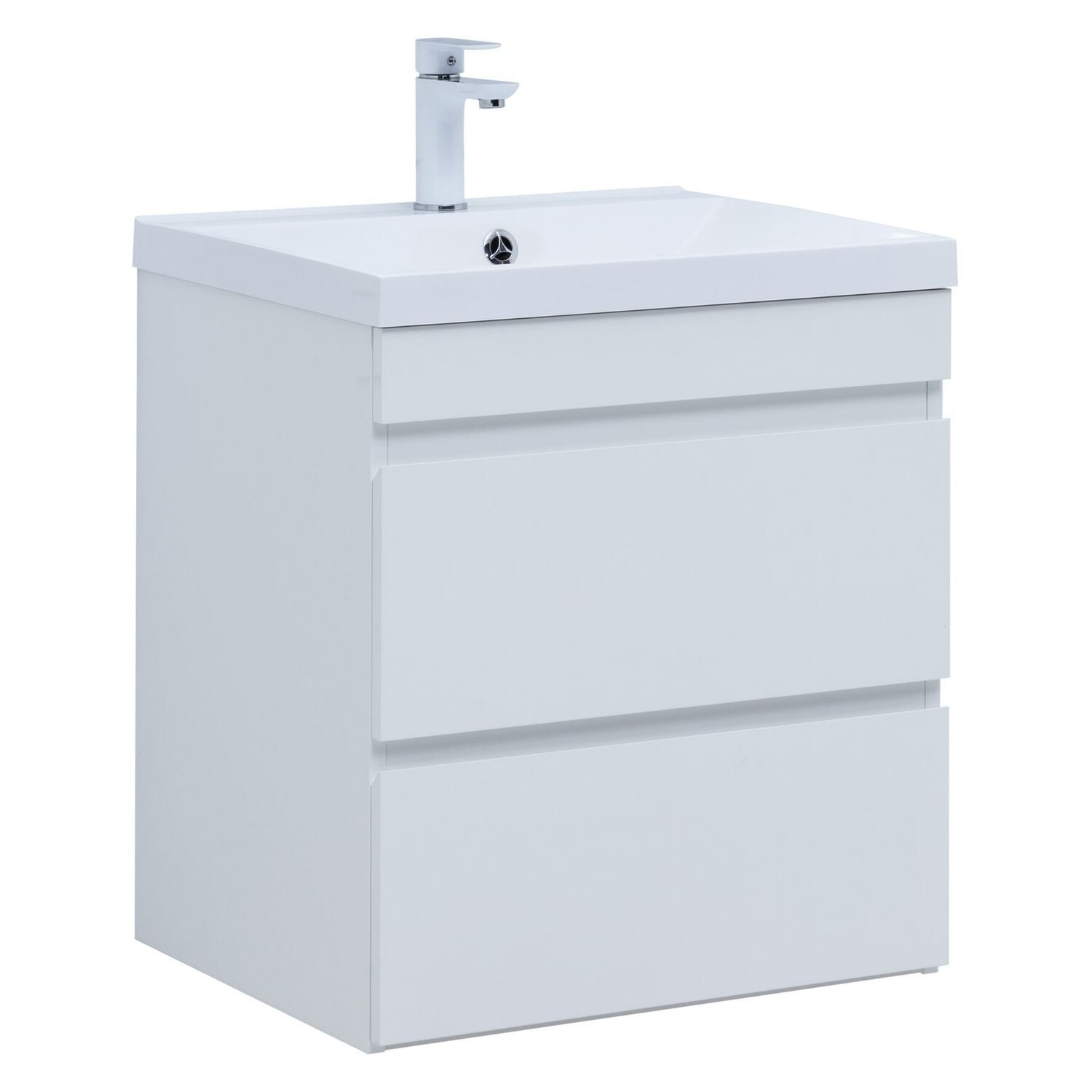 Изображение товара Тумба под раковину Aquanet 00335417 57 см белая с двумя ящиками для ванной