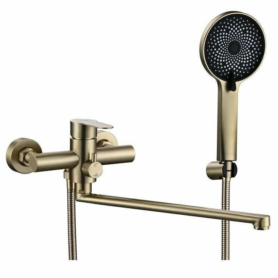 Изображение товара Смеситель для ванны Fmark FS8225C матовое золото с душевым гарнитуром