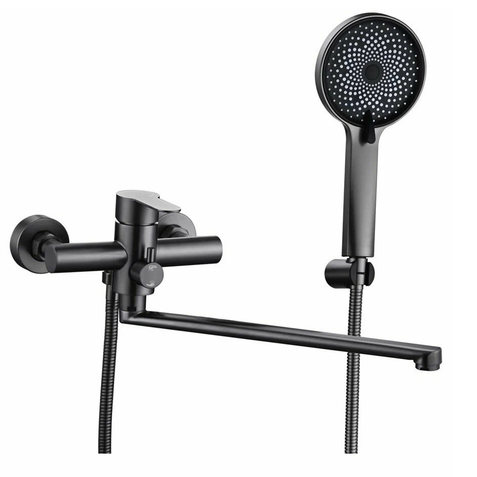 Изображение товара Смеситель для ванны Fmark FS8225Q графит с душевым гарнитуром