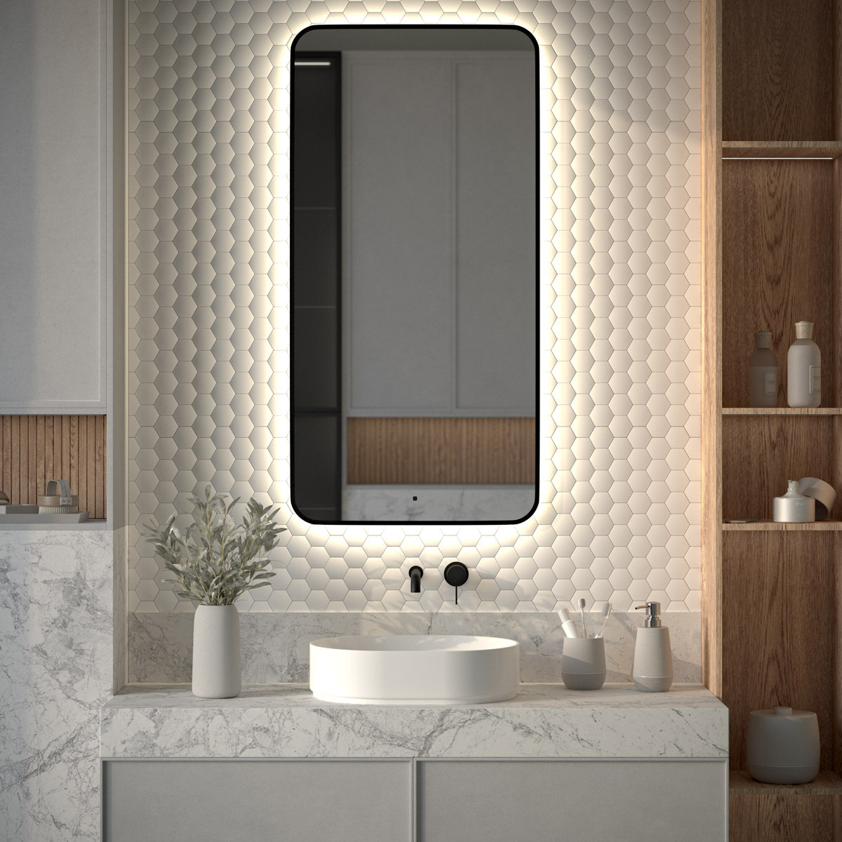 Изображение товара Зеркало для ванной Defesto Aura DF 2968R с подсветкой 60x120см