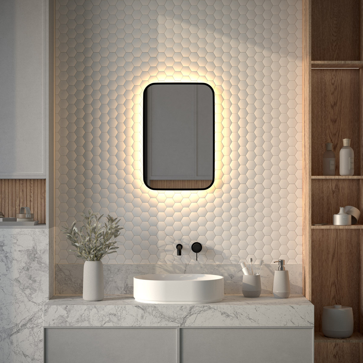 Изображение товара Зеркало для ванной Defesto Aura DF 2972 с подсветкой 40x60см