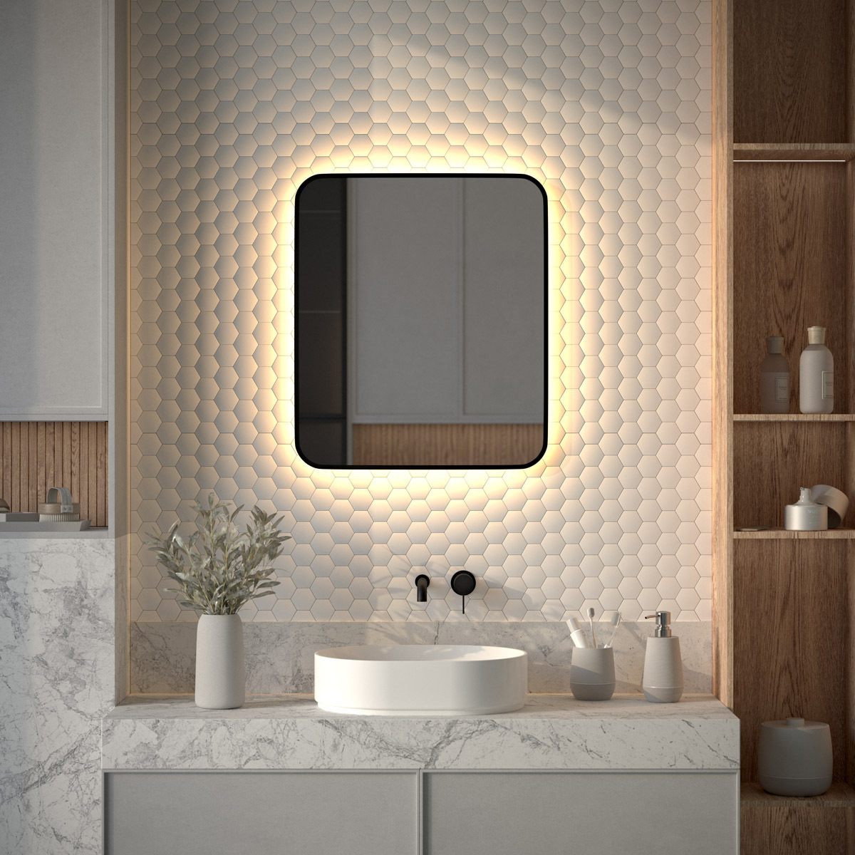 Изображение товара Зеркало для ванной Defesto Aura DF 2976 с подсветкой 60x70см