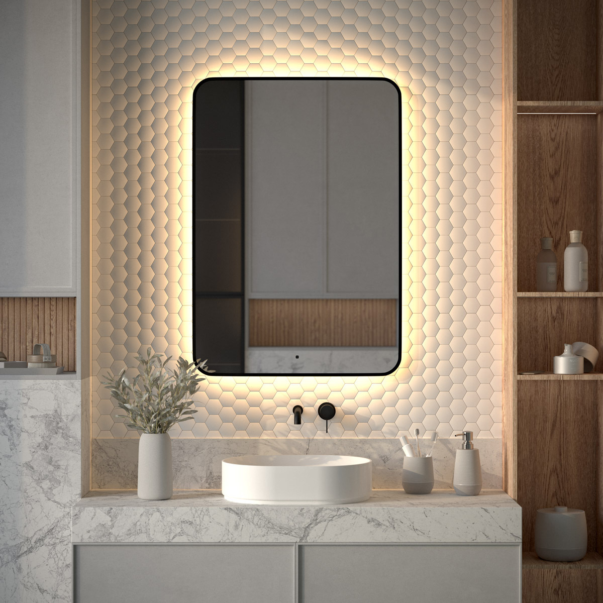 Изображение товара Зеркало для ванной Defesto Aura DF 2979R с подсветкой 70x100см