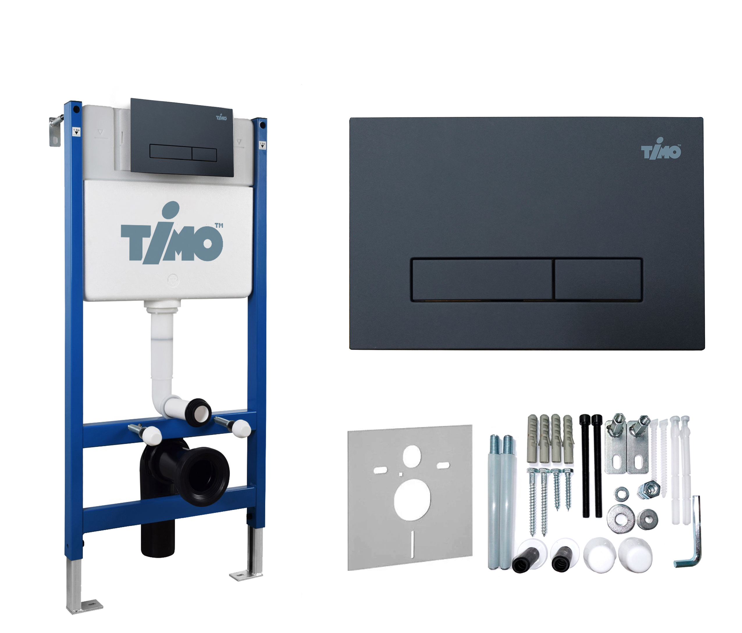 Изображение товара Комплект инсталляция с унитазом Timo TWC-01+FP-003MB+TK-503MB цвет черный
