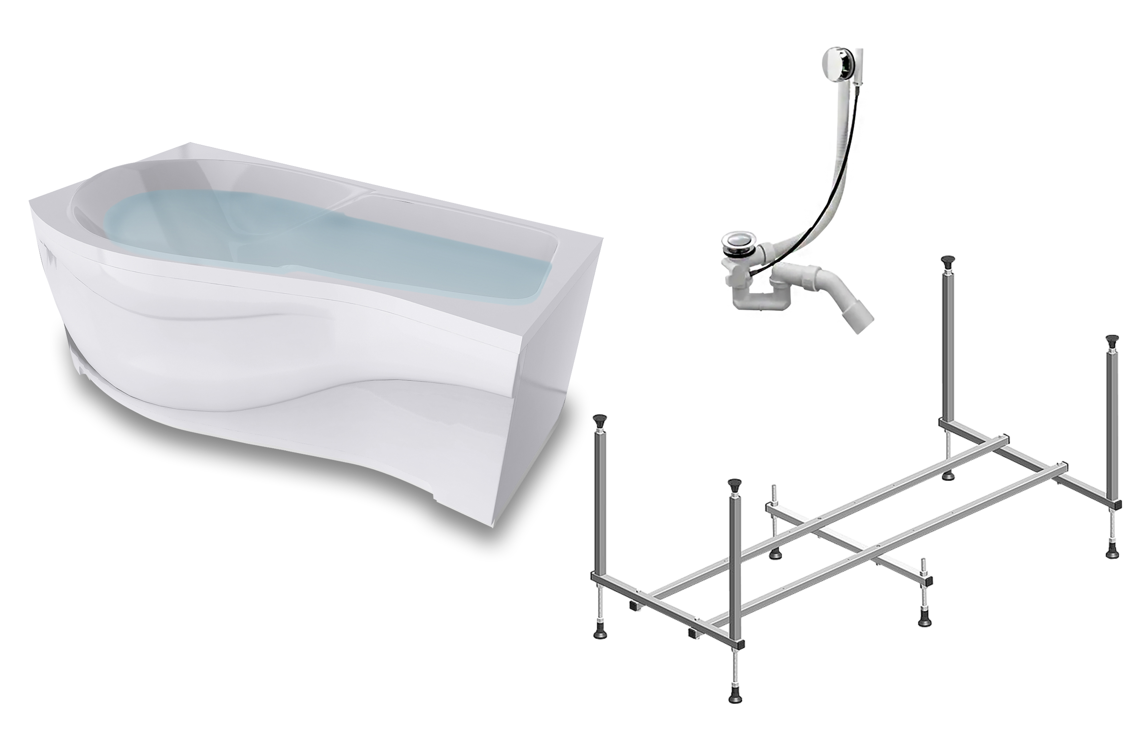 Изображение товара Ванна Timo VINO1792L-KTVINO17-SPV1505-FPVINO17L-TPVINO17L акрил 170x92см