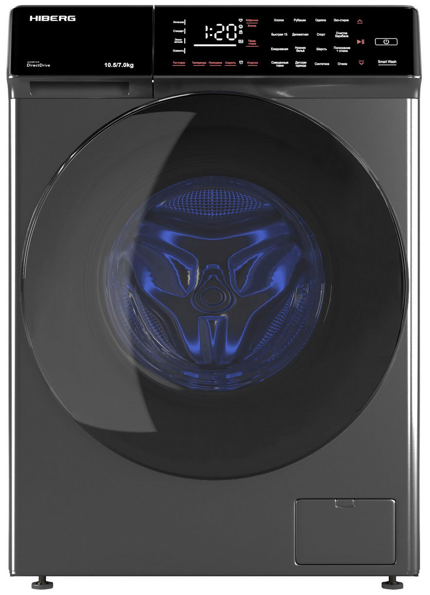 Изображение товара Стиральная машина с сушкой Hiberg I-ddq9 - 10714 sd темно-серая
