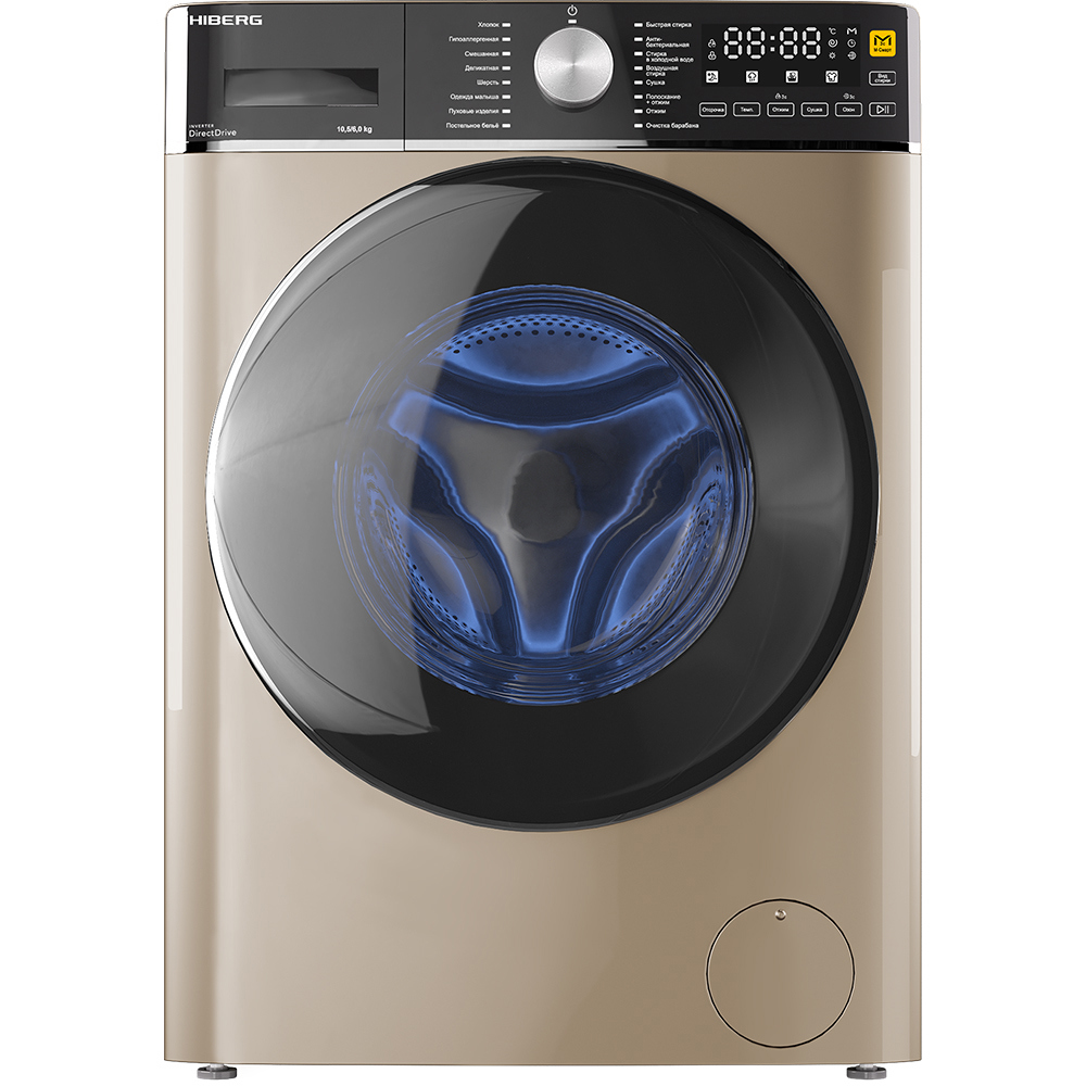 Изображение товара Стиральная машина с сушкой Hiberg I-ddq8 - 10614 g 60x85x58 см 10 кг цвет золотистый