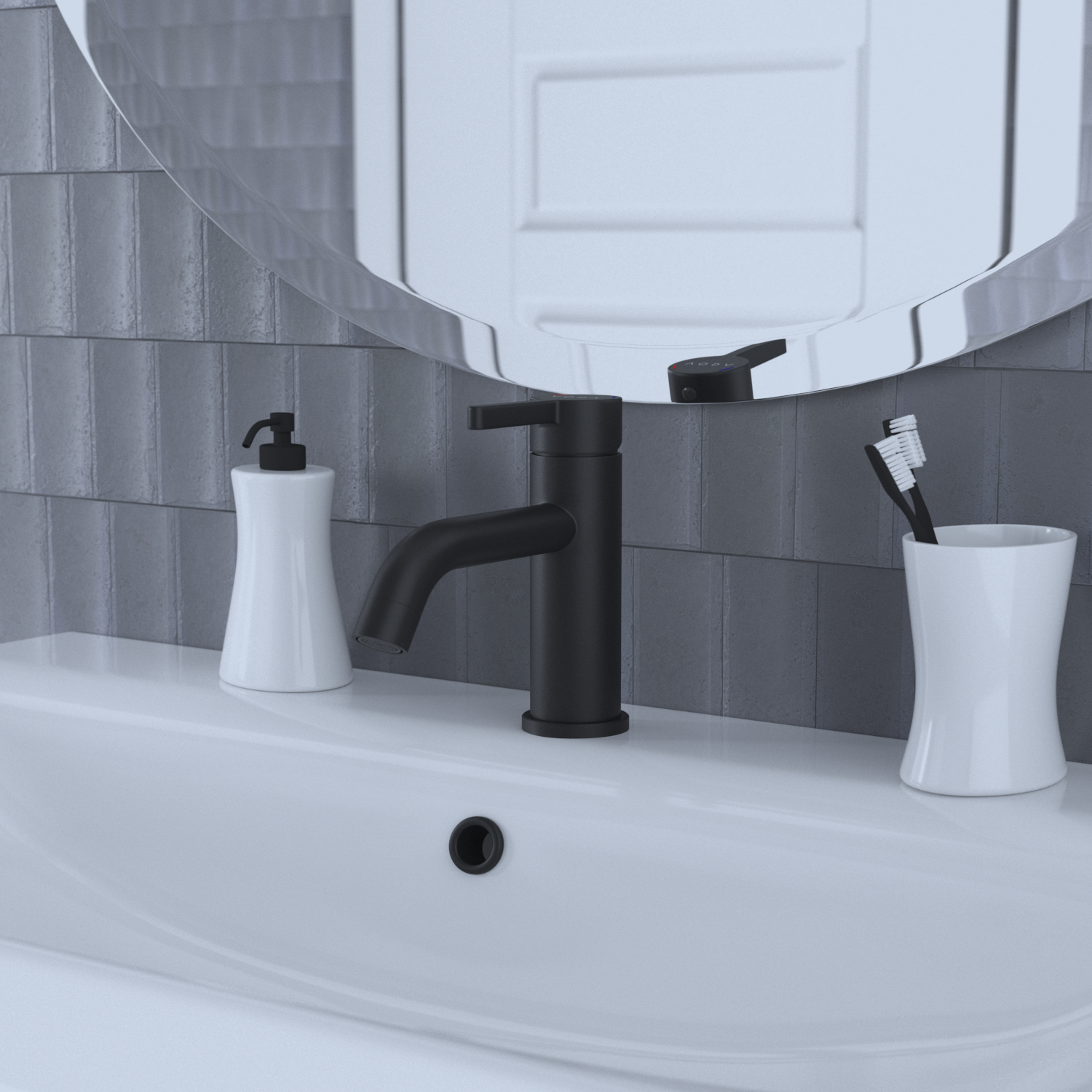 Изображение товара Однорычажный смеситель для раковины Voda Vessel black 12,7 см высота