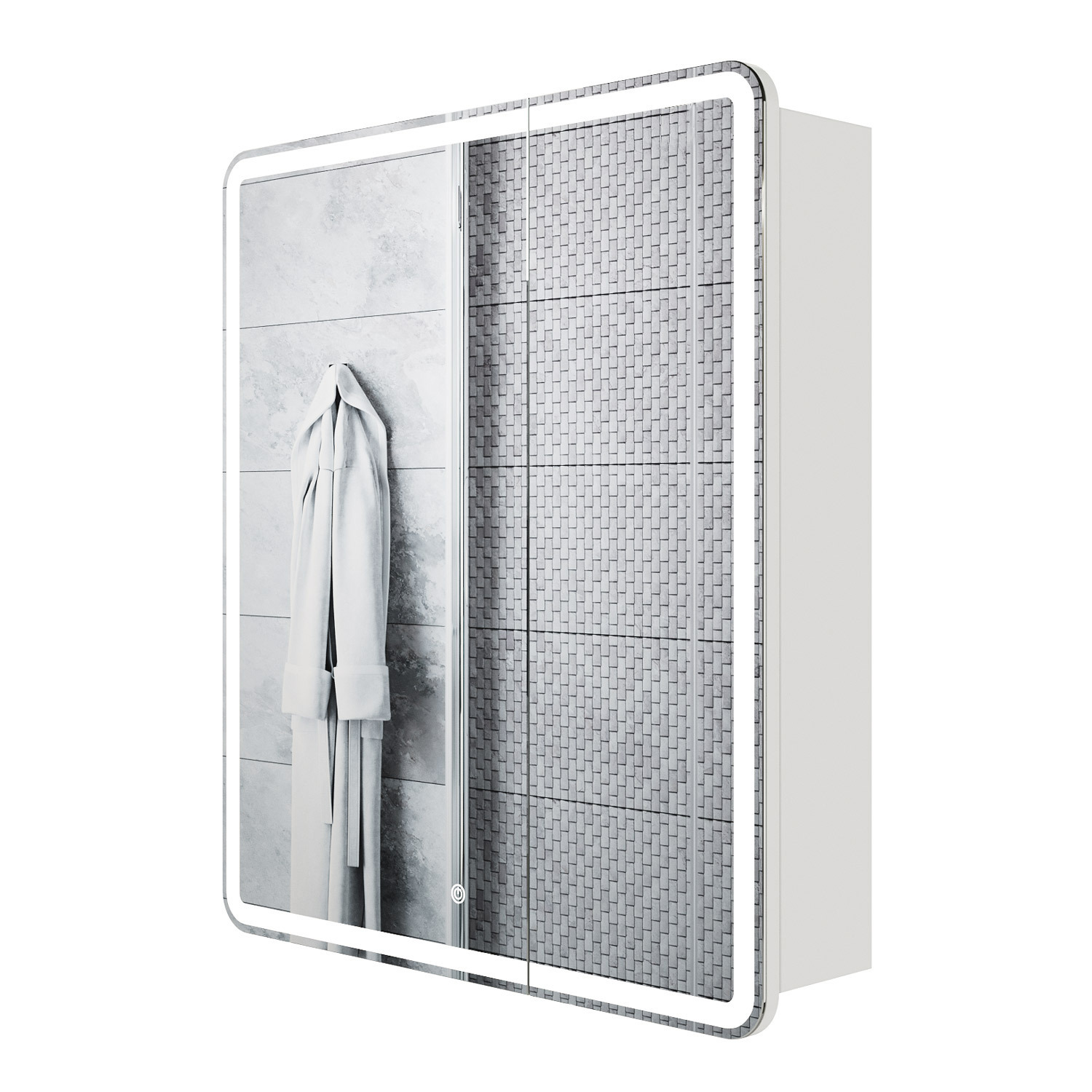 Изображение товара Зеркальный шкаф с подсветкой Итана Miro 70 70x15x79 см белый для ванной комнаты