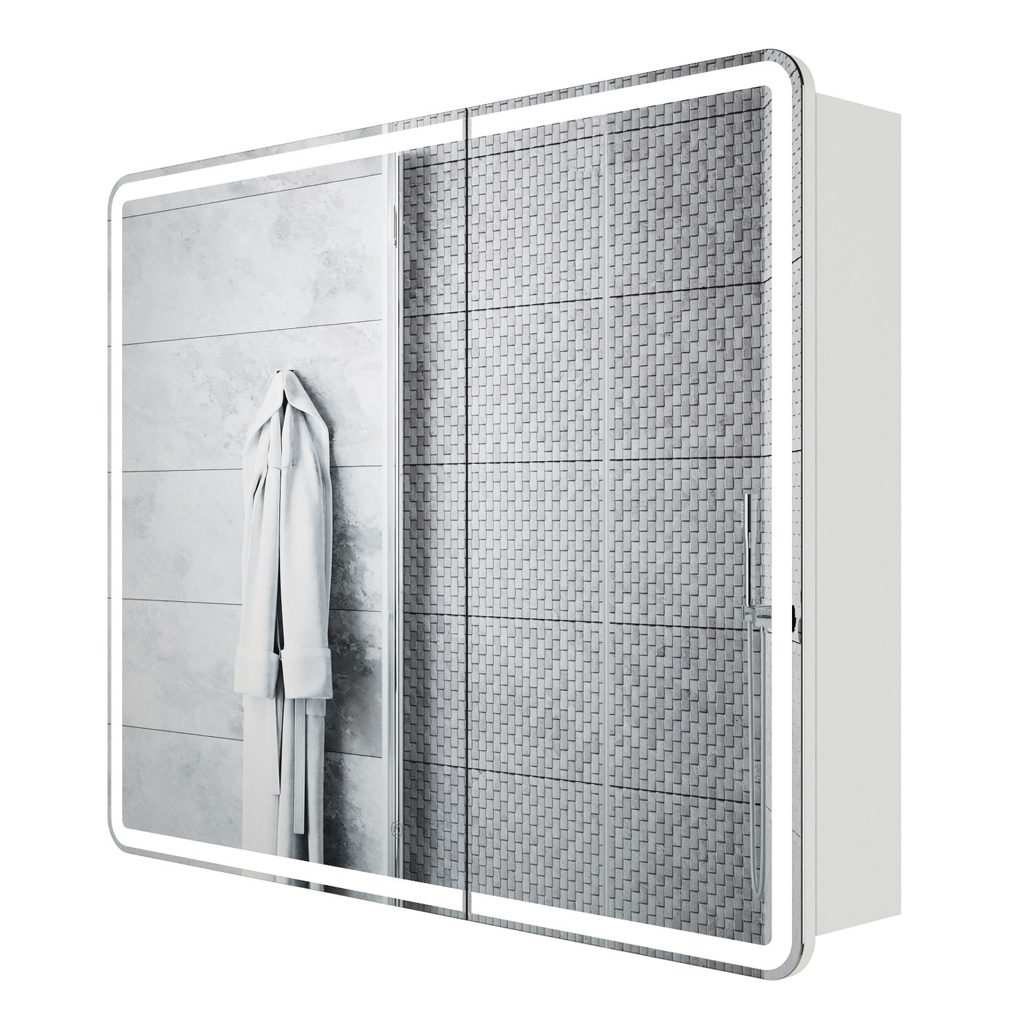 Изображение товара Зеркальный шкаф для ванной комнаты Итана Miro 100 с подсветкой и регулируемыми полками