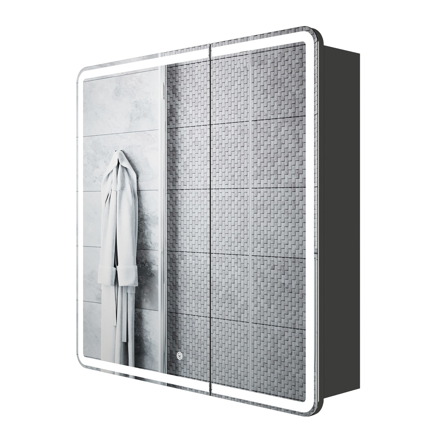 Изображение товара Зеркальный шкаф с подсветкой Итана Miro 80 80x15x79 см темно-серый