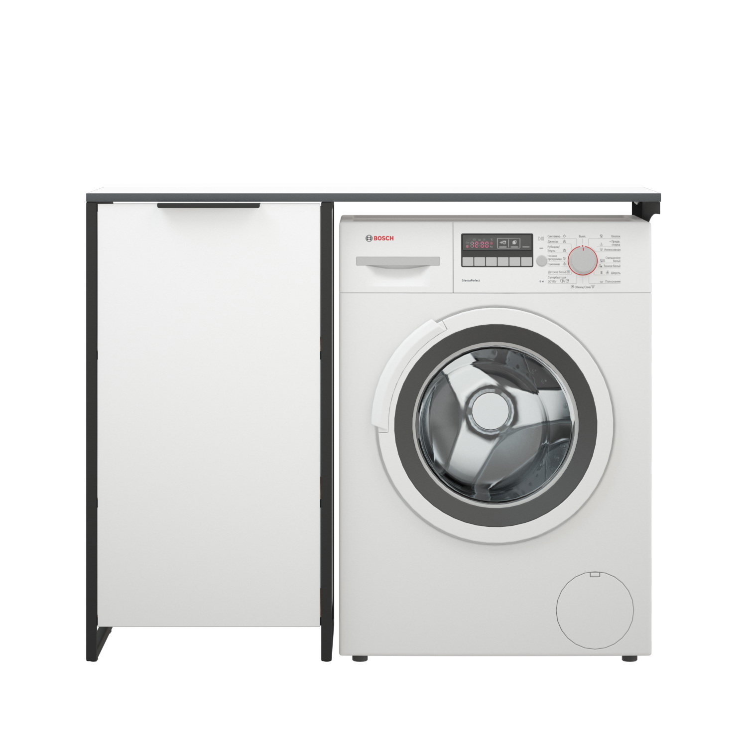 Изображение товара Тумба под стиральную машину VANNAMARKET 110D белая лофт металл