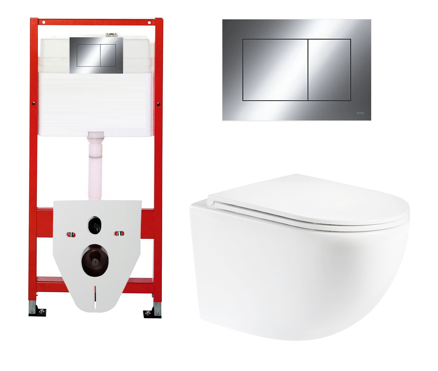 Изображение товара Комплект 3 в 1 инсталляция Tece Now 9400412 подвесной унитаз Enio Unico с кнопкой хром