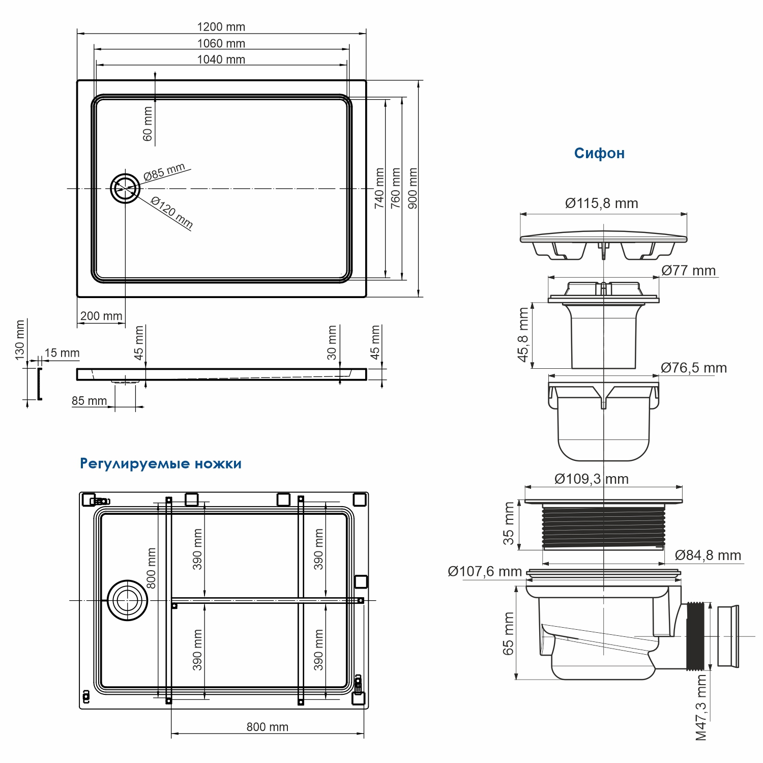 Изображение товара Душевой поддон WasserKRAFT Amper 29T07 Акрил 90x120 см