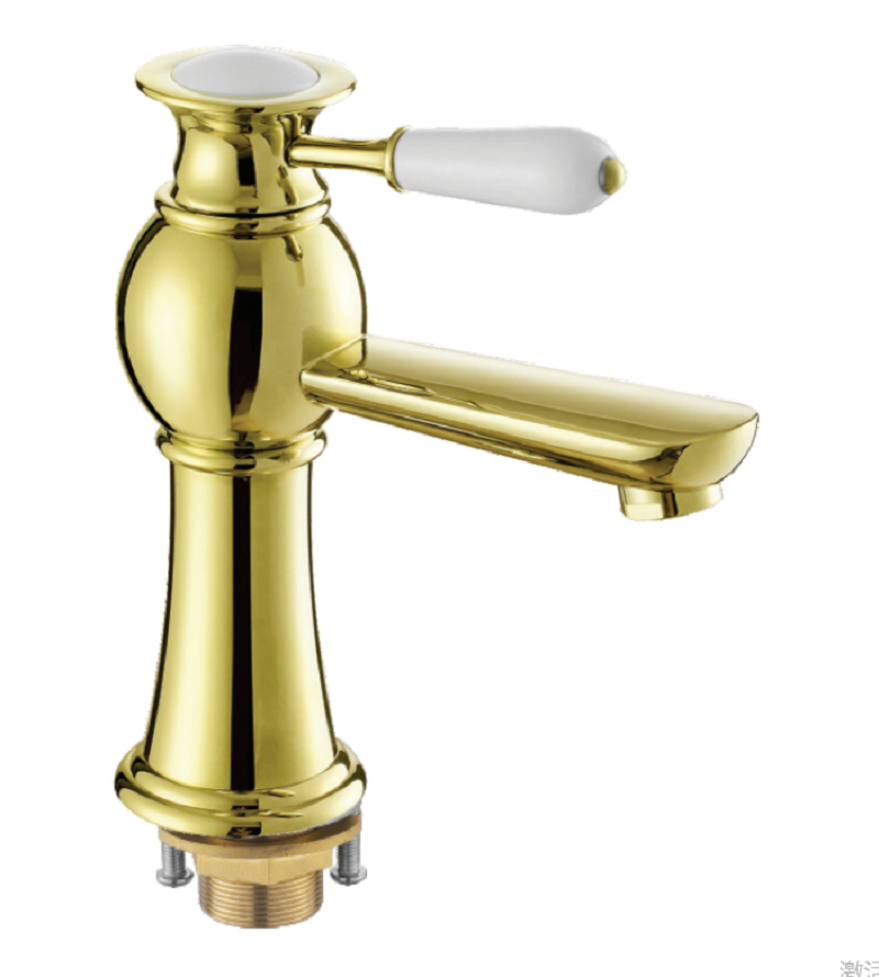 Изображение товара Смеситель для раковины Oute T9011G золотистый современный дизайн