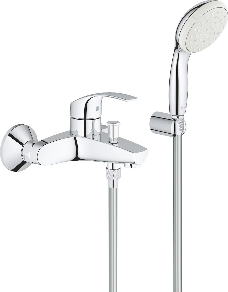 Изображение товара Однорычажный смеситель для ванны Grohe Eurosmart с лейкой и шлангом хром