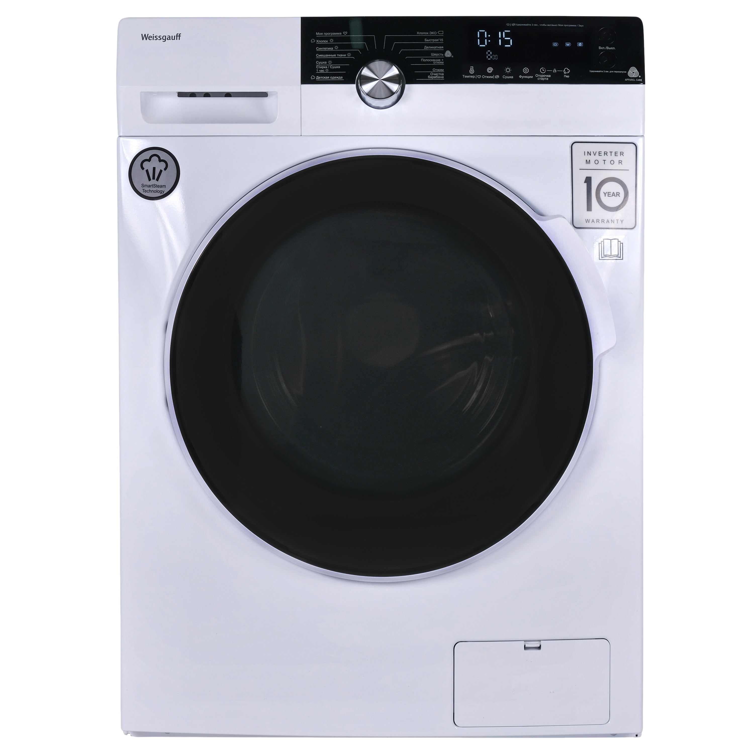 Изображение товара Стиральная машина Weissgauff WMD 4748 DC Inverter Steam 60x85x48 см, 8 кг, цвет белый