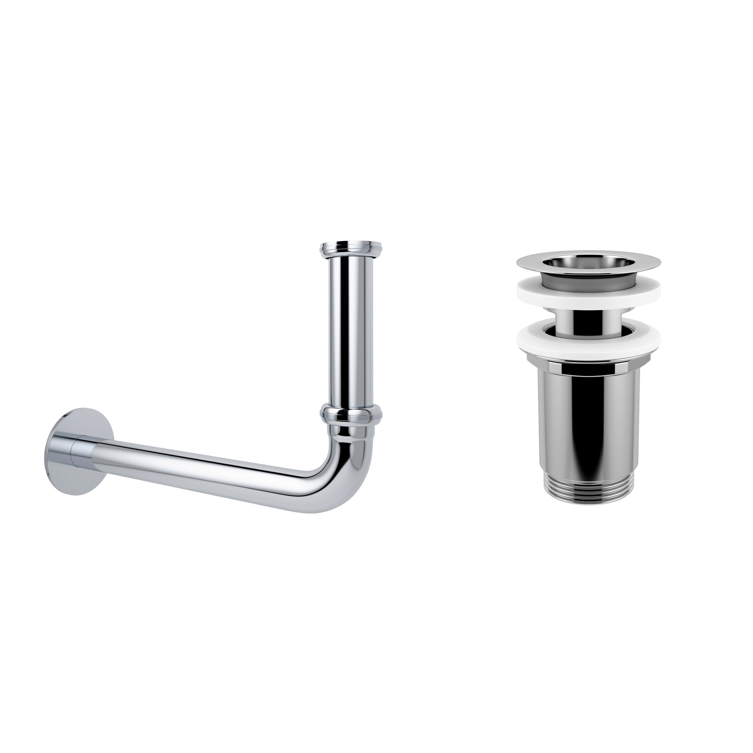 Изображение товара Сифон для раковины с выпуском и донный клапан Wellsee Drainage System 182101004 хром