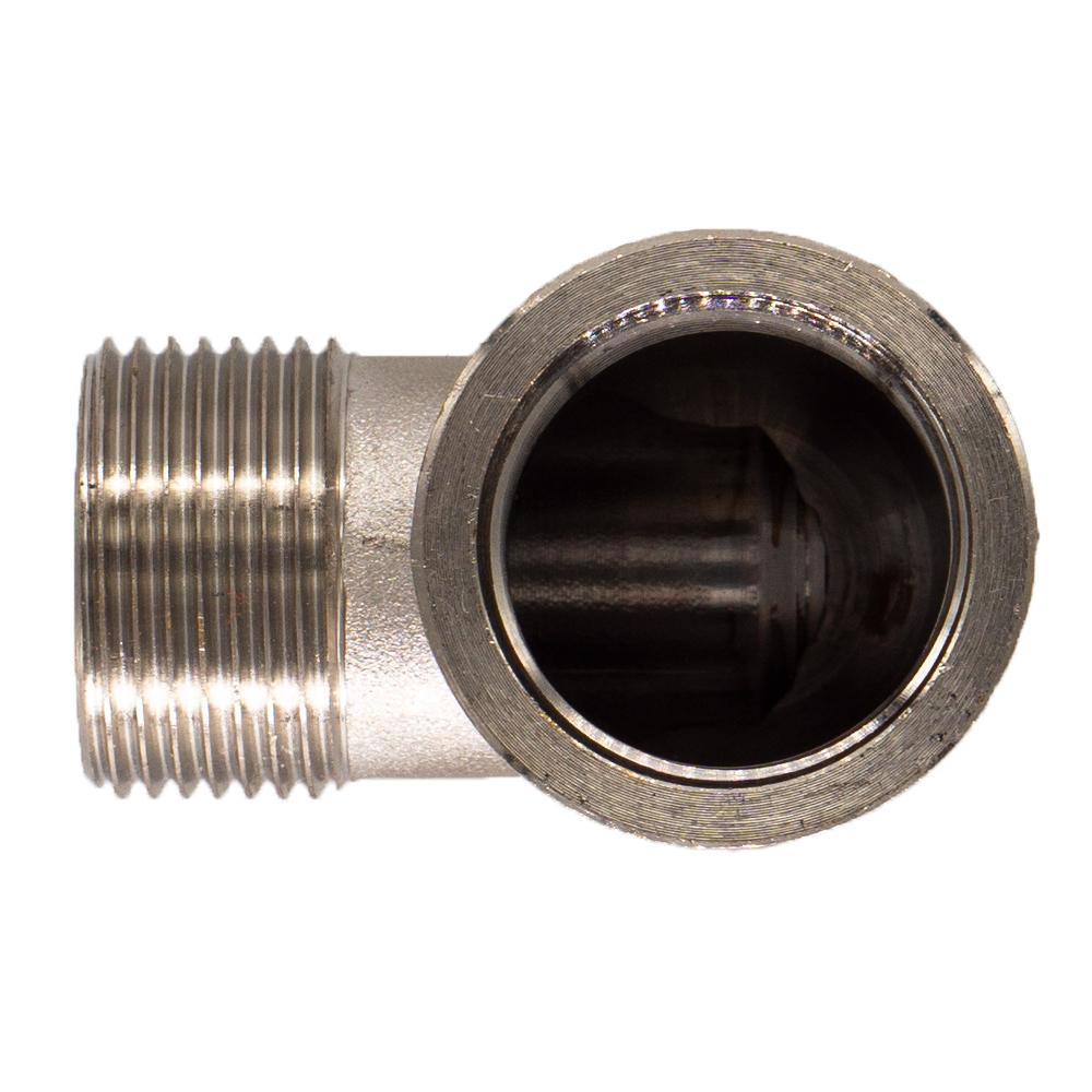 Изображение товара Угол 90° СТМ 3/4 x 3/4 латунь с никелированным покрытием для труб горячего водоснабжения