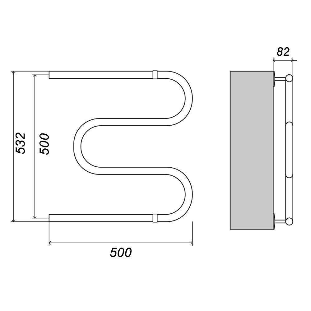 Изображение товара Водяной M-образный полотенцесушитель Domoterm 50x50 см из нержавеющей стали хром