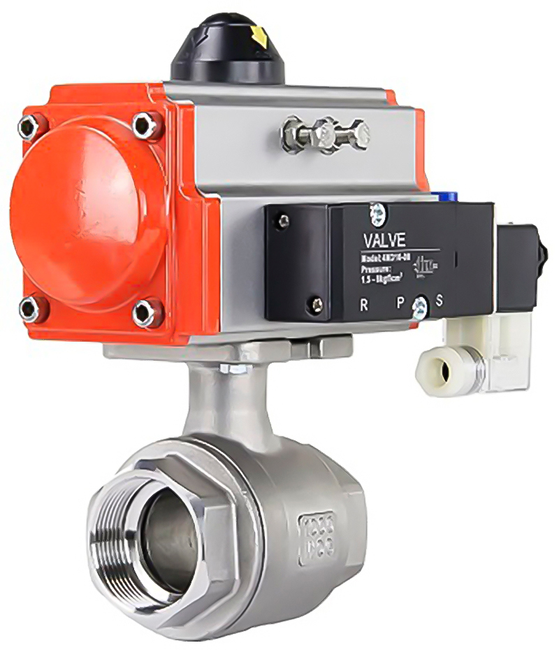 Изображение товара Кран шаровой с пневмоприводом DN.ru 1/2 нержавеющая сталь 16 бар IP 65