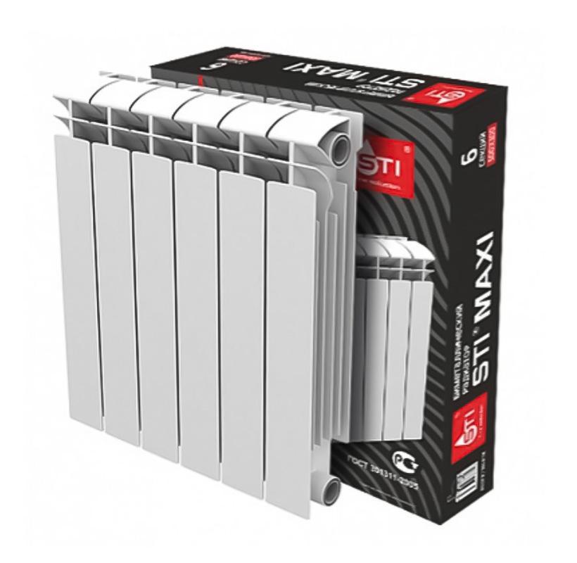 Изображение товара Радиатор Sti Bimetal Maxi 500-100 6 секций боковое подключение биметалл белый