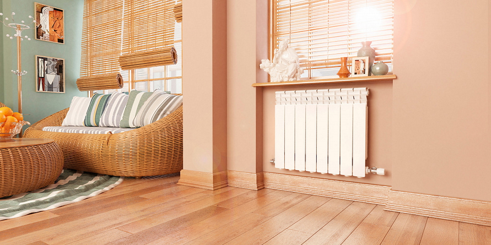 Изображение товара Радиатор Azario Aluminium AL500/80 6 секций боковое подключение алюминий белый глянцевый