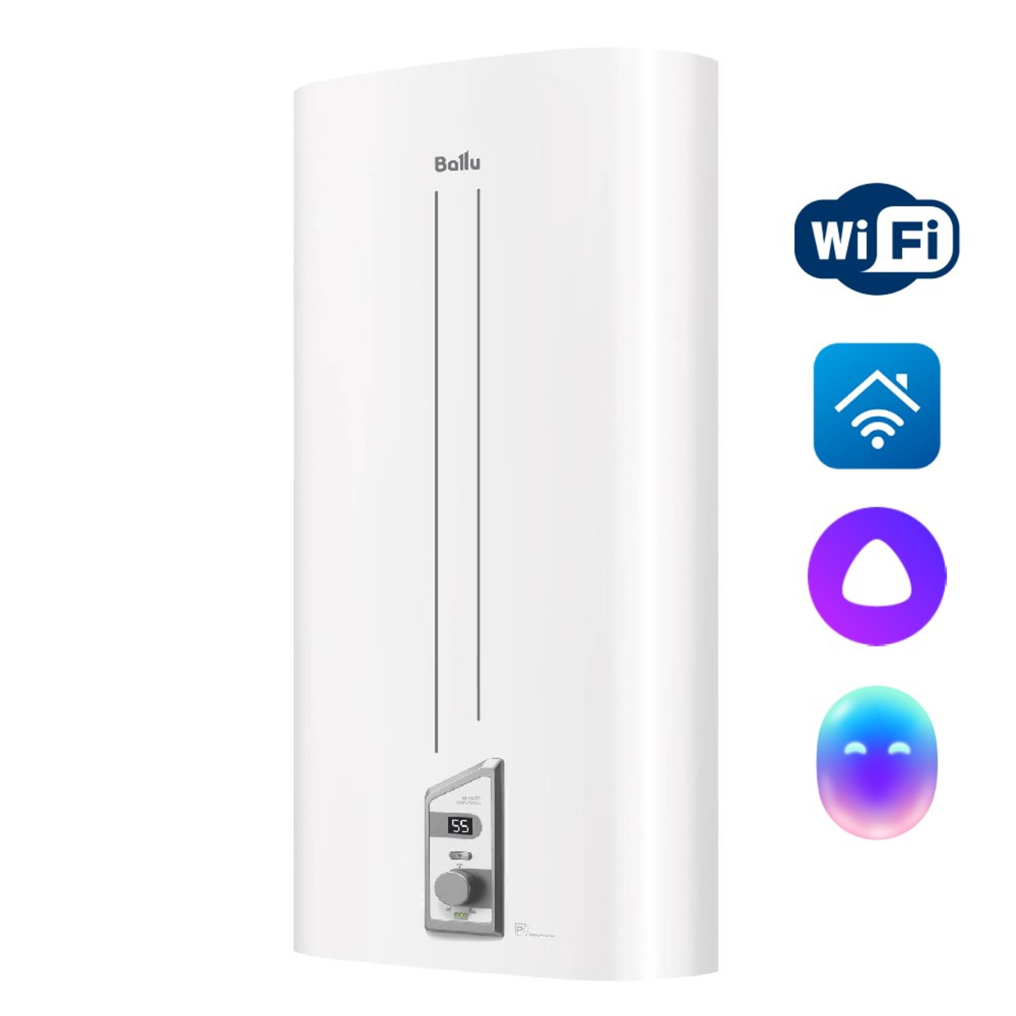 Изображение товара Электрический накопительный водонагреватель 50 л Ballu BWH/S 50 WiFi сухой ТЭН нержавеющая сталь