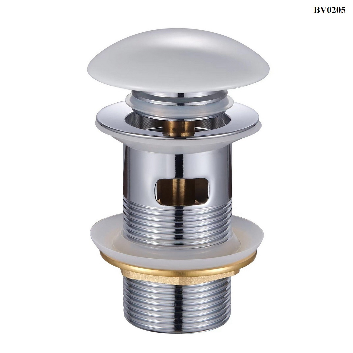 Изображение товара Донный клапан для раковины с переливом BOND BV0205 Ø40 клик-клак белый