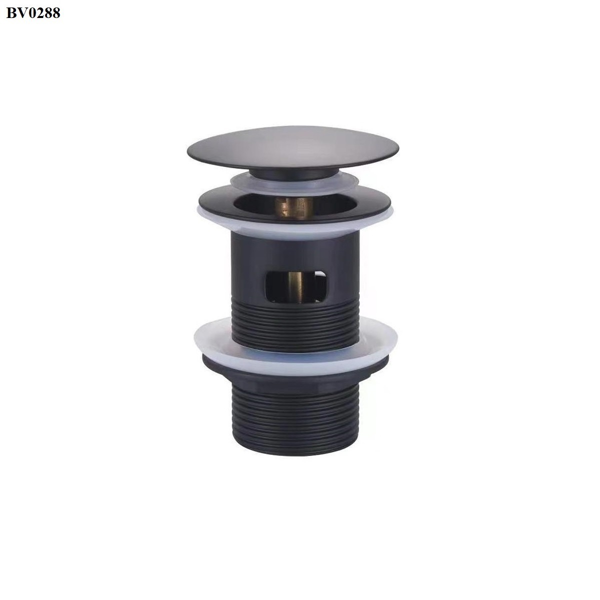 Изображение товара Донный клапан для раковины с переливом Bond BV0288 Ø40 клик-клак цвет чёрный