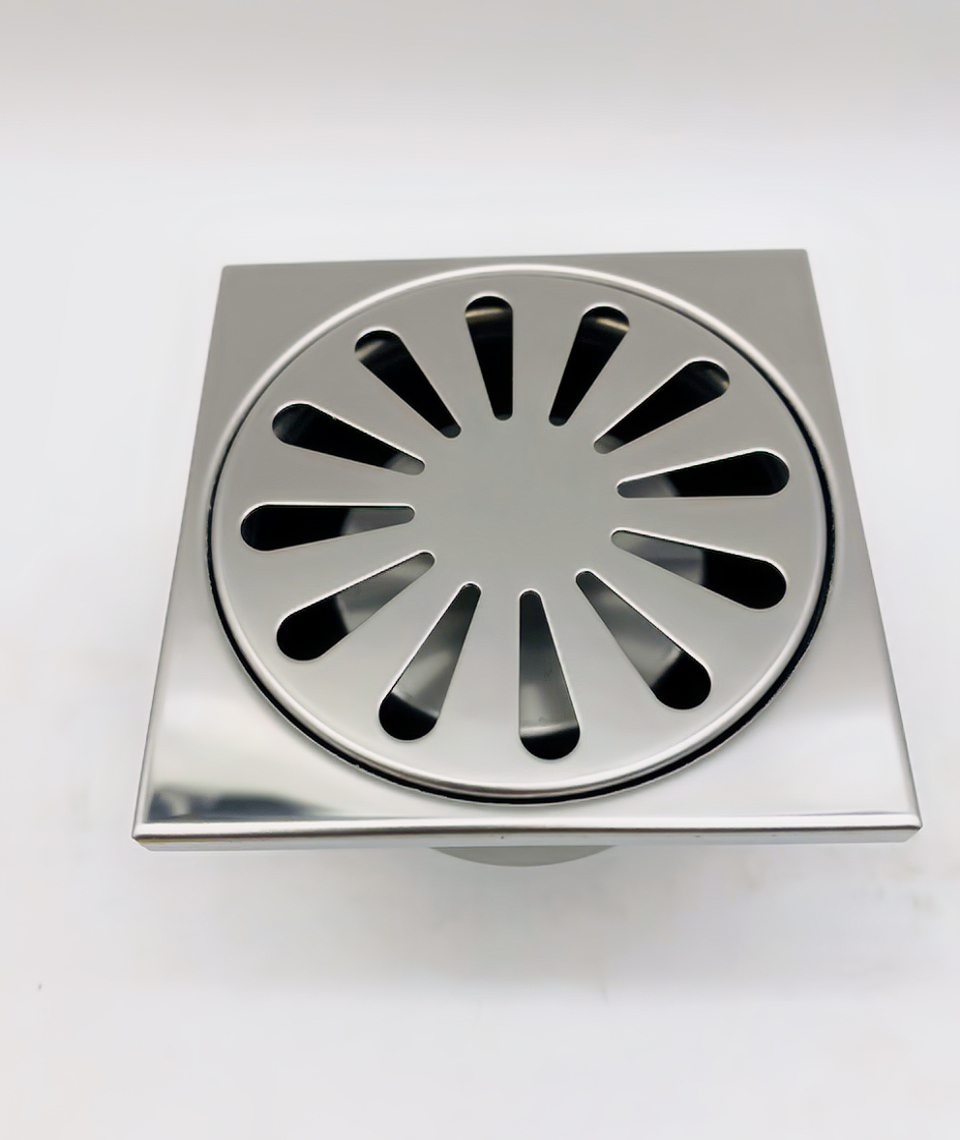 Изображение товара Трап для душа Tim 10x10 см Ø50 мм нержавеющая сталь вертикальный гидрозатвор