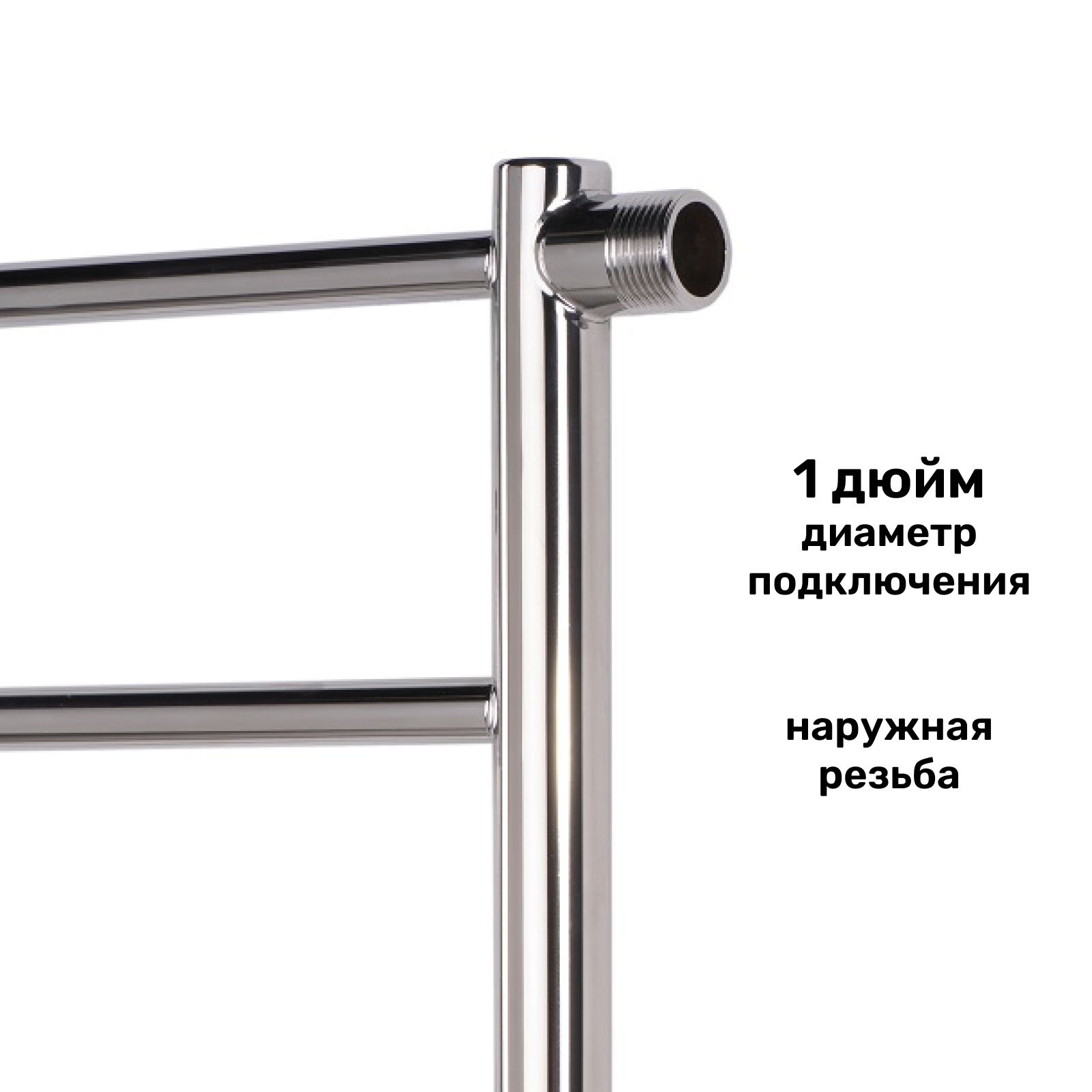 Изображение товара Полотенцесушитель водяной прямой Олимп 50x65 см боковое подключение 1" нержавеющая сталь 304 цвет стальной