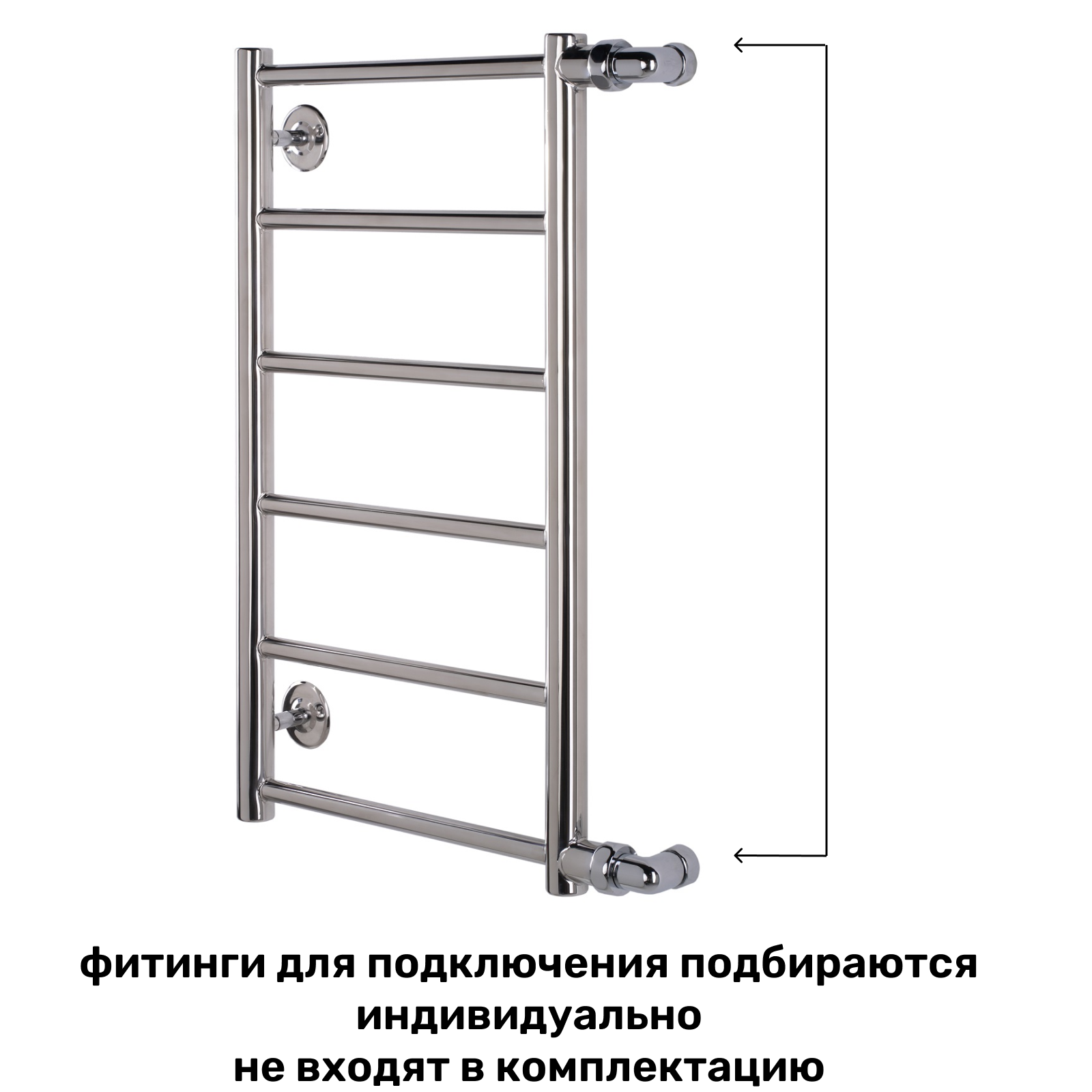 Изображение товара Водяной полотенцесушитель Олимп 40x65 см из нержавеющей стали боковое подключение