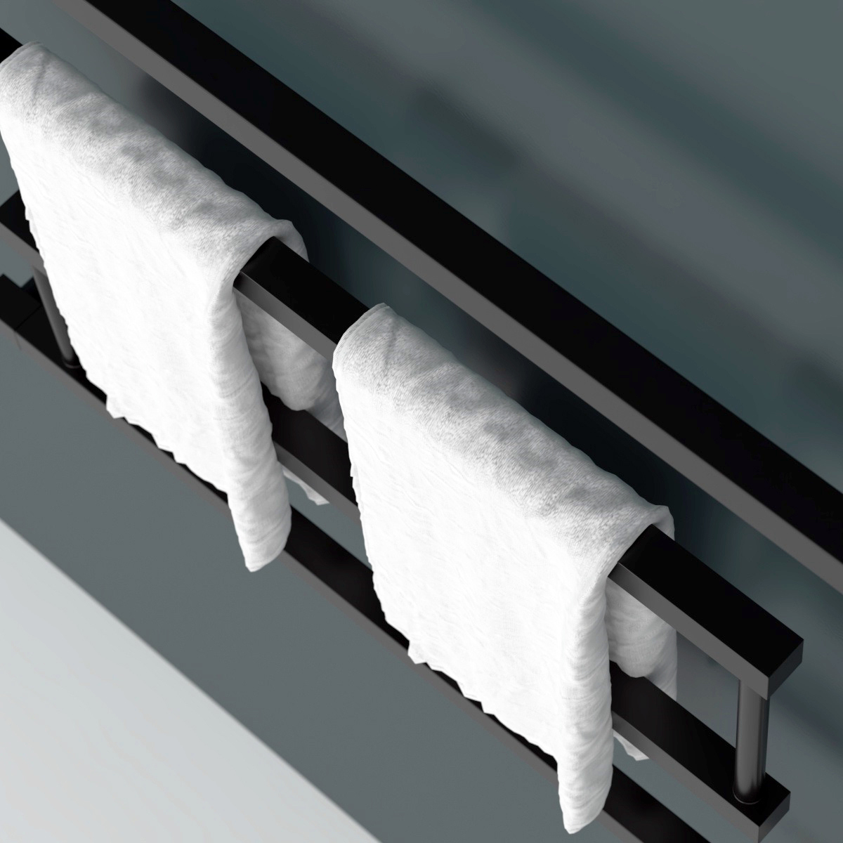 Изображение товара Водяной полотенцесушитель Onix Vega Turn Left Black 600x800 с боковым подключением и полимерным пок