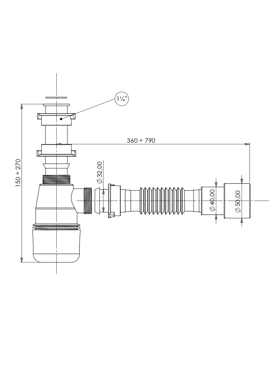 Изображение товара Сифон для ванны Aquanet 00332449 50 мм с тросиком серый