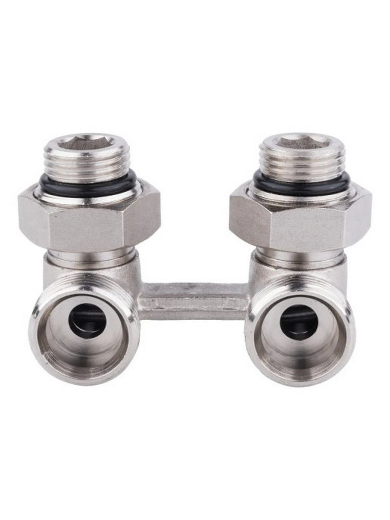 Изображение товара Узел нижнего подключения радиатора Aqualink 02672, угловой 1/2-3/4 дюйма, геокс