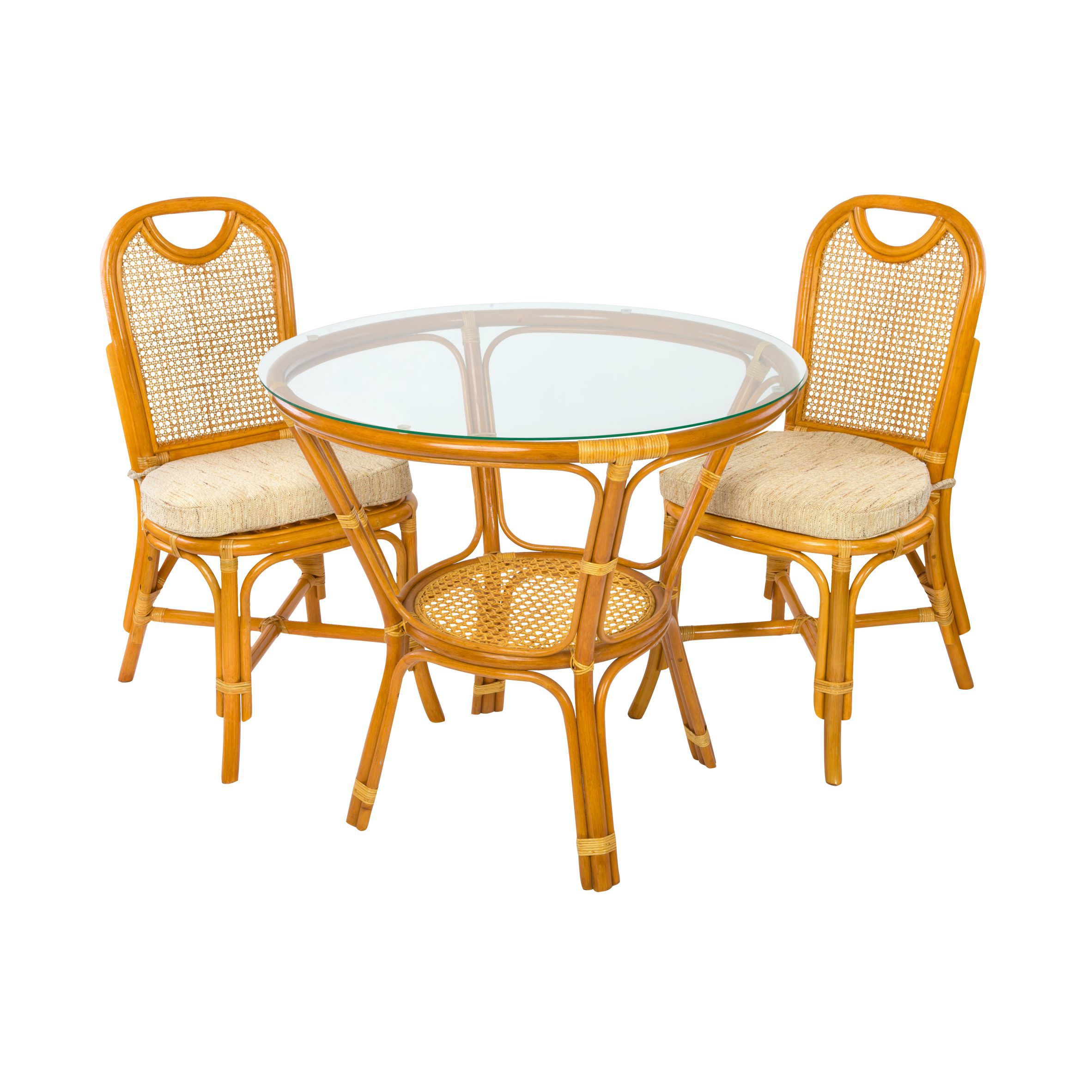 Изображение товара Обеденный набор ЭкоДизайн Classic Rattan 2 стула и стол из плетения