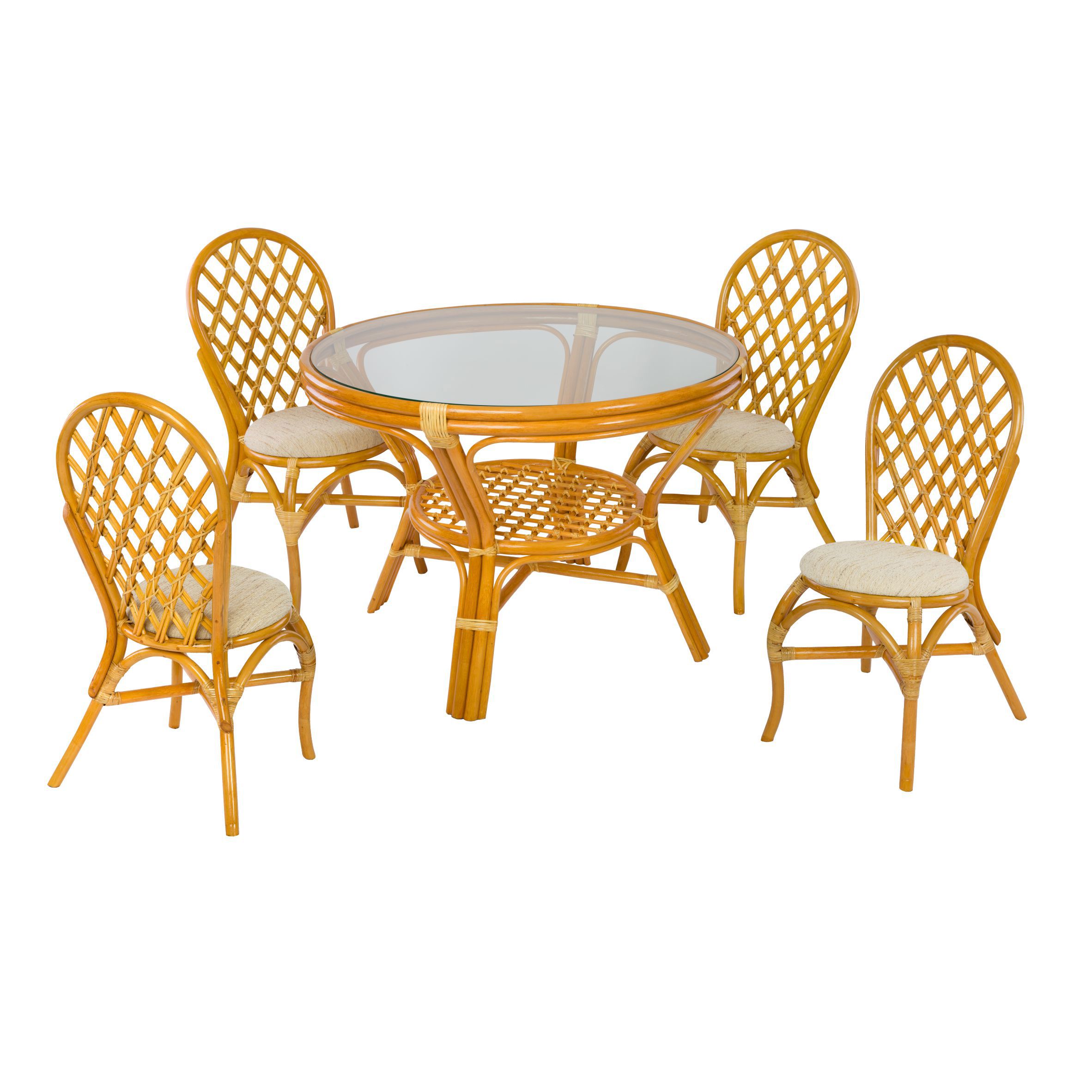 Изображение товара Набор обеденной мебели ЭкоДизайн Classic Rattan стол 4 стула коричневый