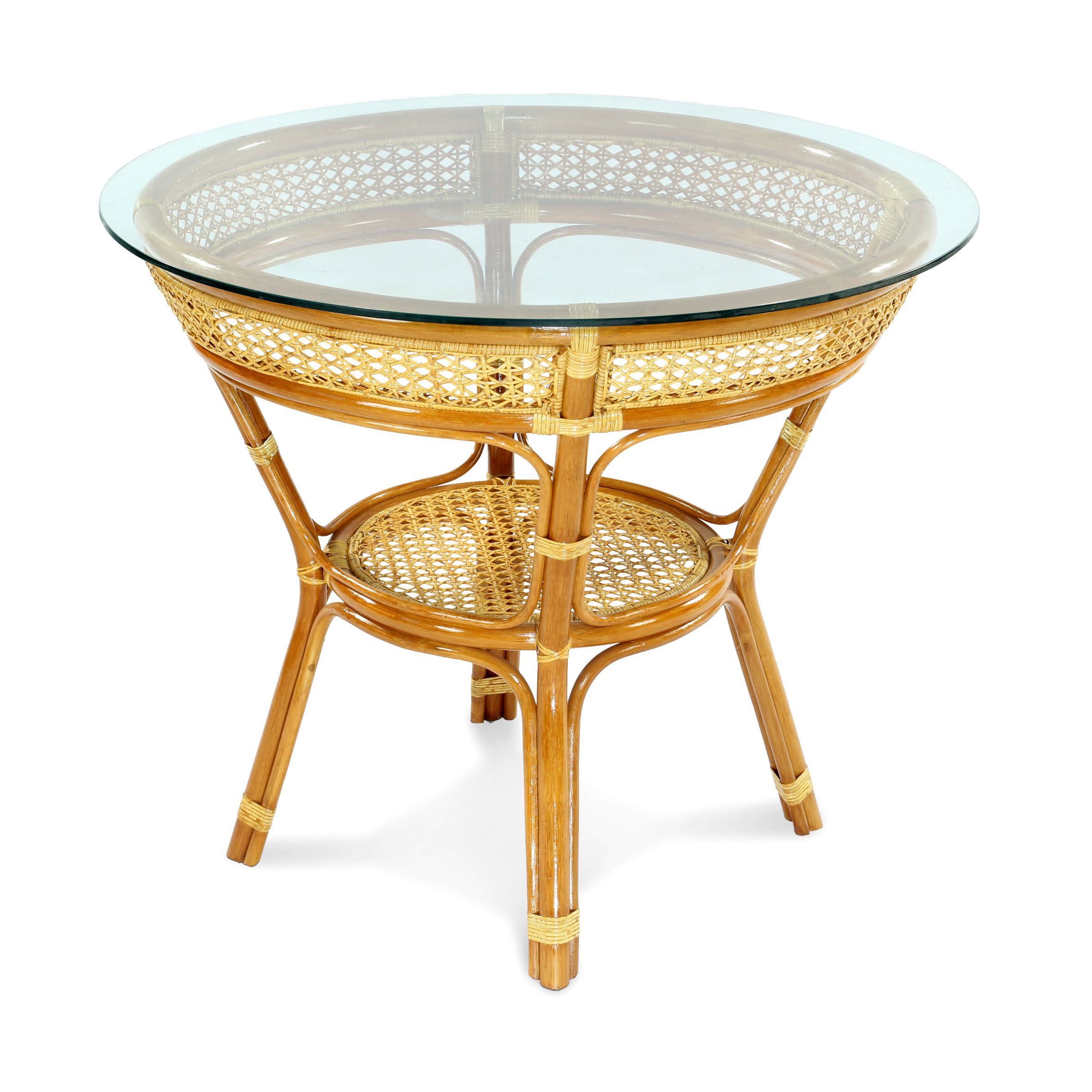 Изображение товара Набор обеденной мебели ЭкоДизайн Classic Rattan 2 стула и стол круглый коричневый