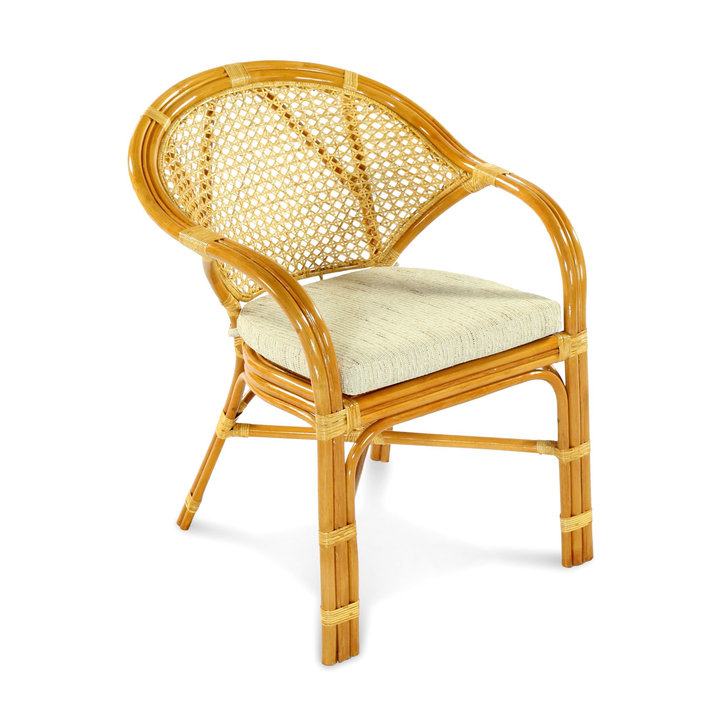 Изображение товара Кресло садовое из ротанга с подушкой Экодизайн 95 кг натуральный ротанг коричневое