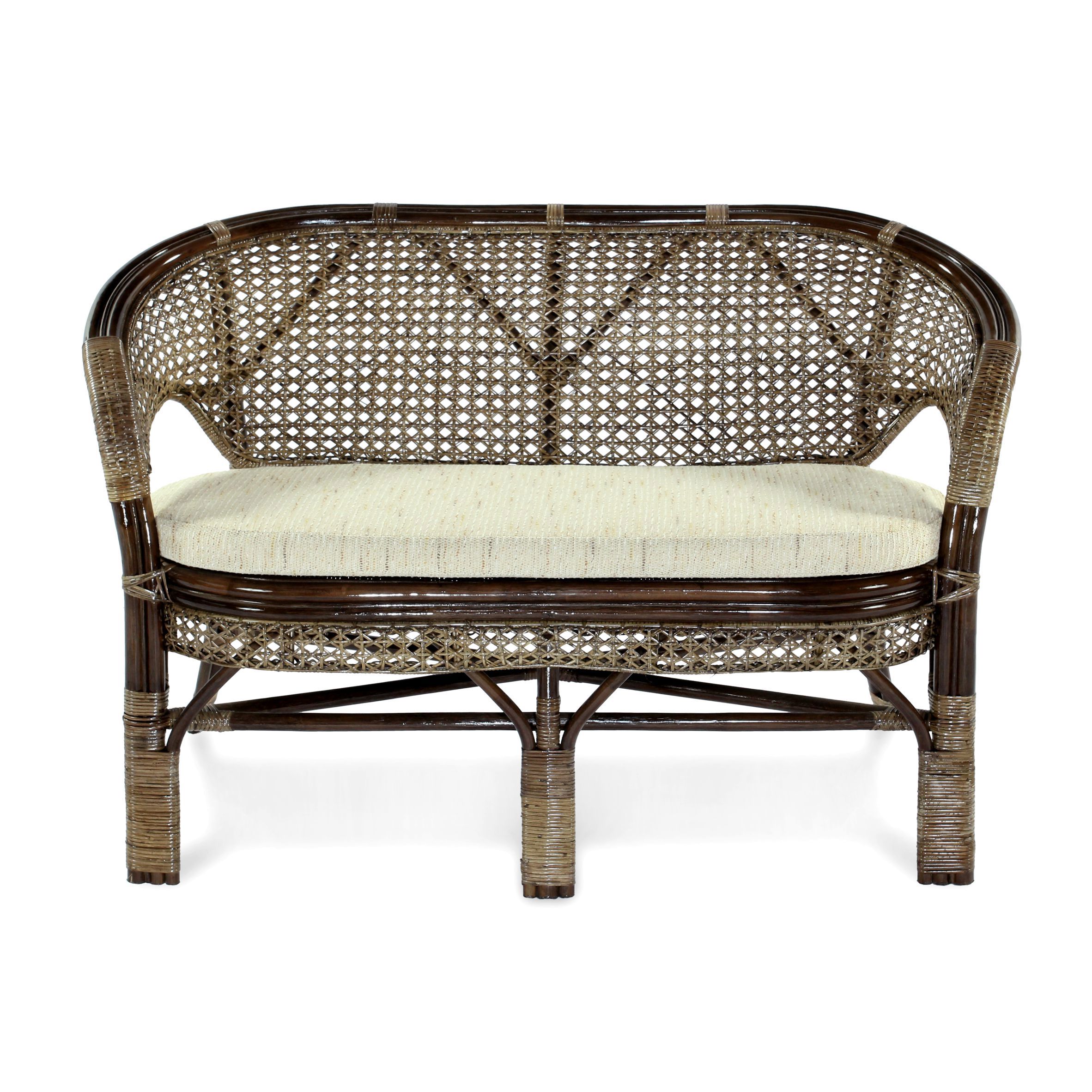 Изображение товара Диван садовый из ротанга с подушкой Экодизайн 2 местный коричневый