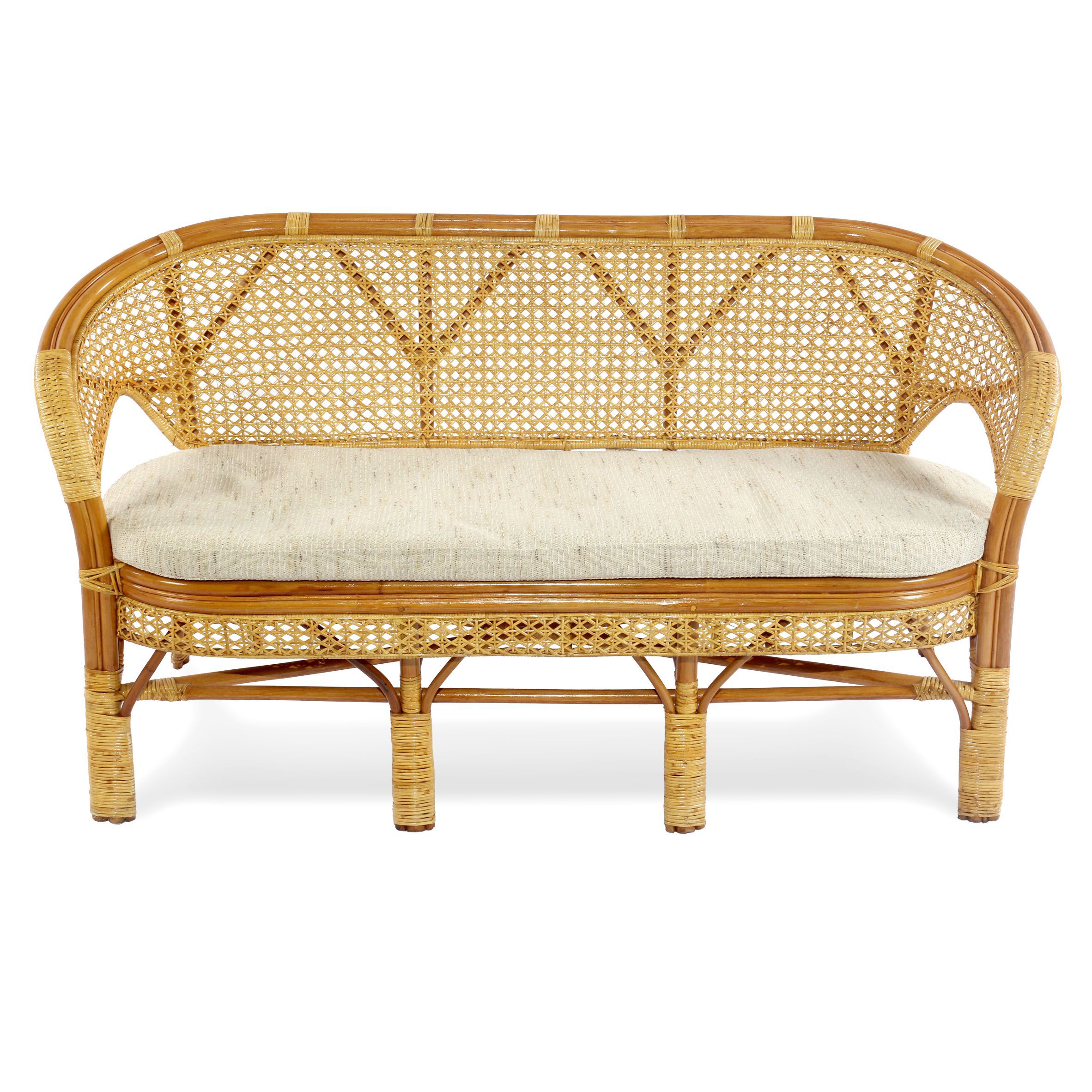 Изображение товара Диван с подушкой Экодизайн из ротанга 2-местный коричневый